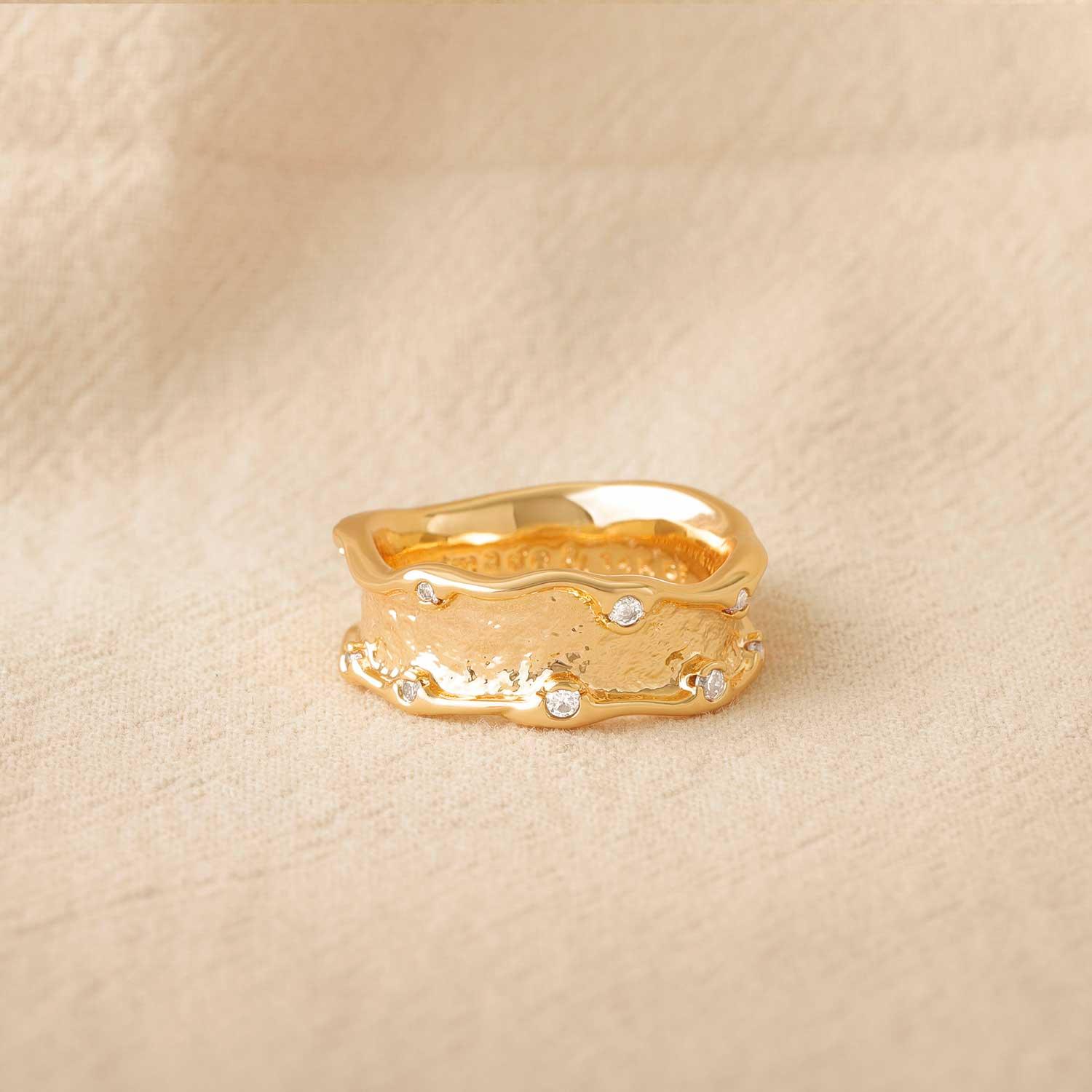Ocean Wave Irregular Wide Band Stack Ring
