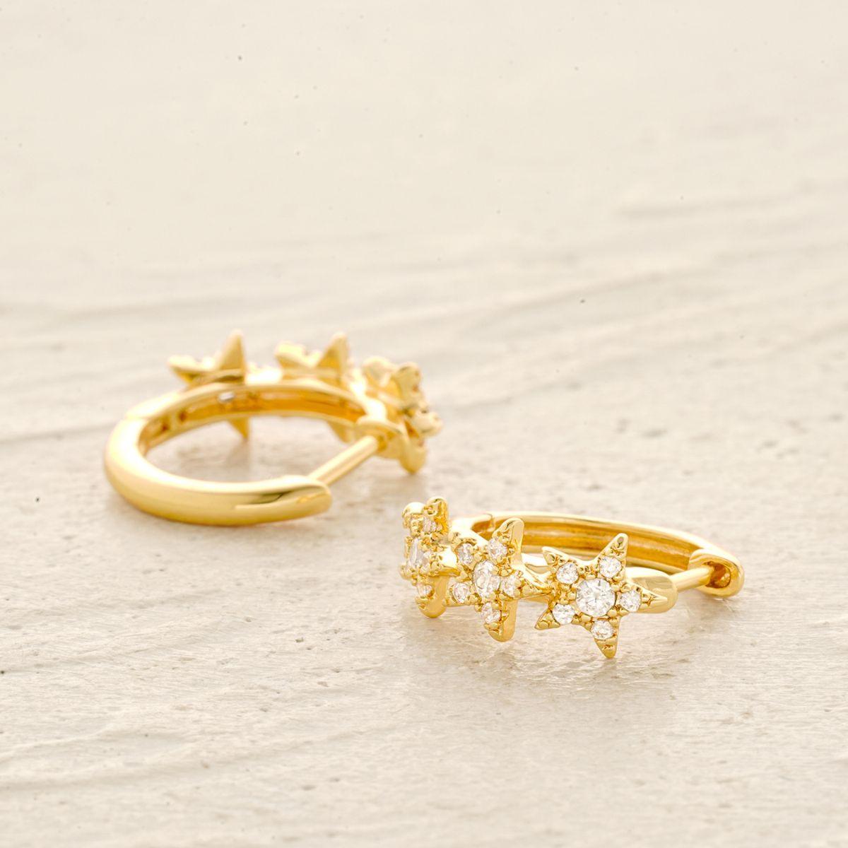 Trio Star Huggie Hoop Earrings