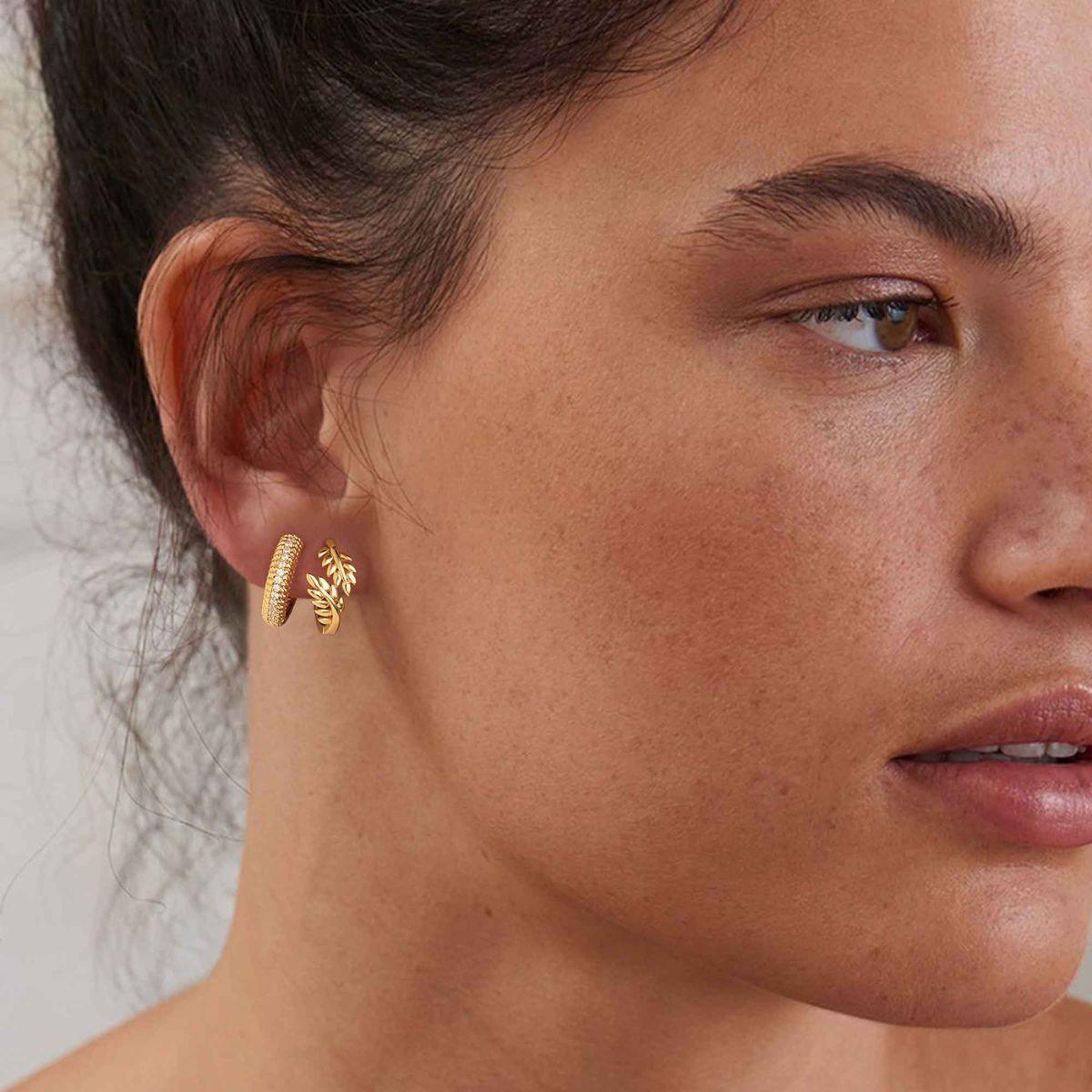 Olive Leaf Huggie Earrings