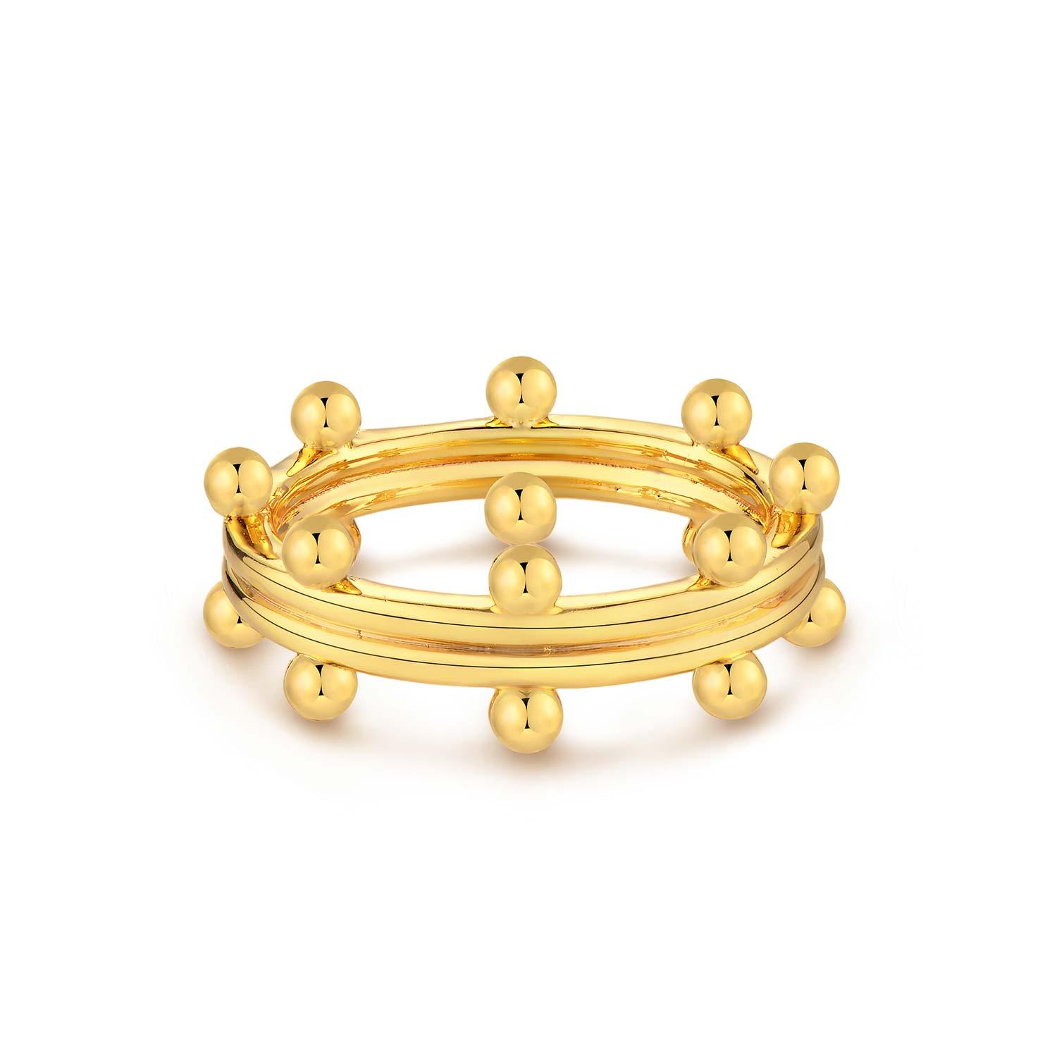 Tiny Bead Ball Ribbed Ring