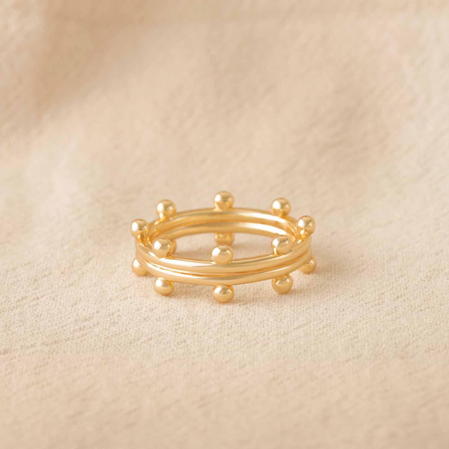 Tiny Bead Ball Ribbed Ring