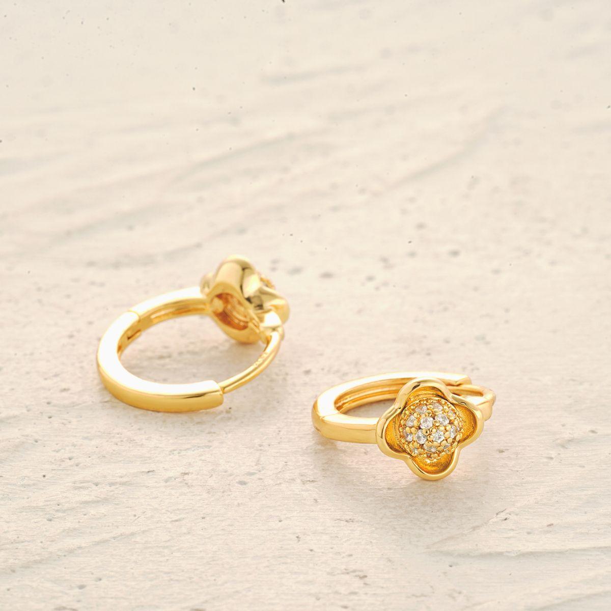 CZ Flower Hoop Earrings