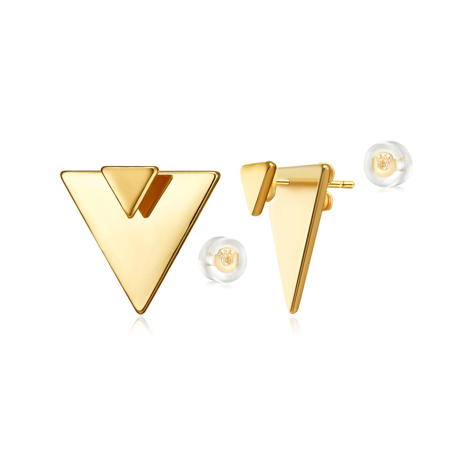 Gold Triangle Stud Earrings