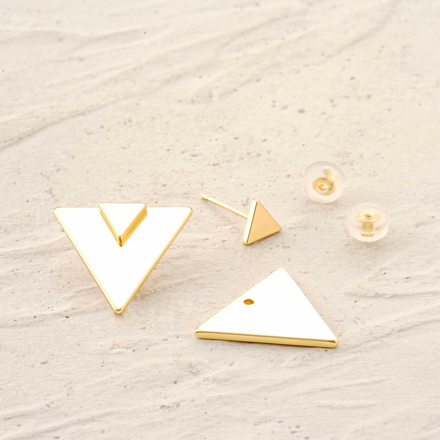 Gold Triangle Stud Earrings