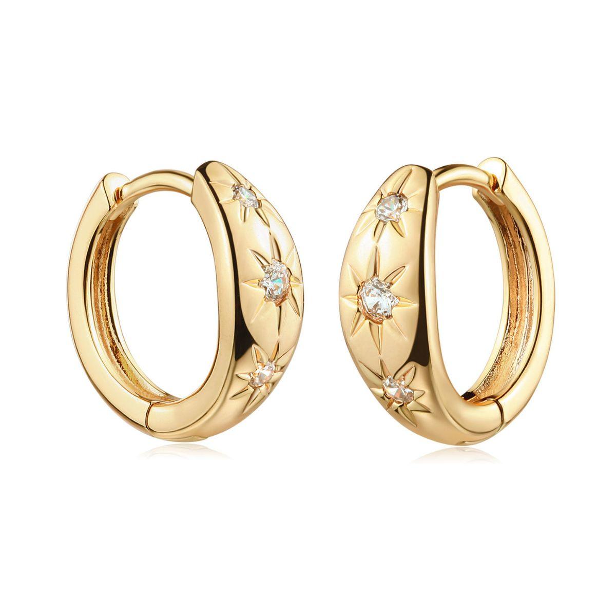 Triple Stars Huggie Earrings