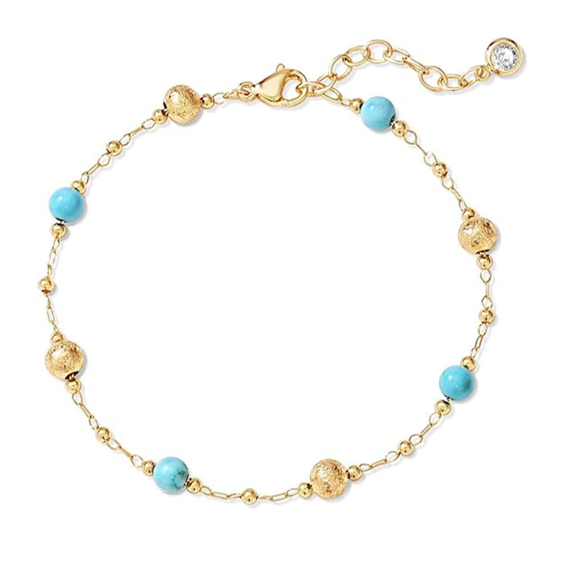MYEARS® turquoise charm chain bracelet for women, elegant handmade turquoise bracelet with gold chain accents, perfect jewelry gift.