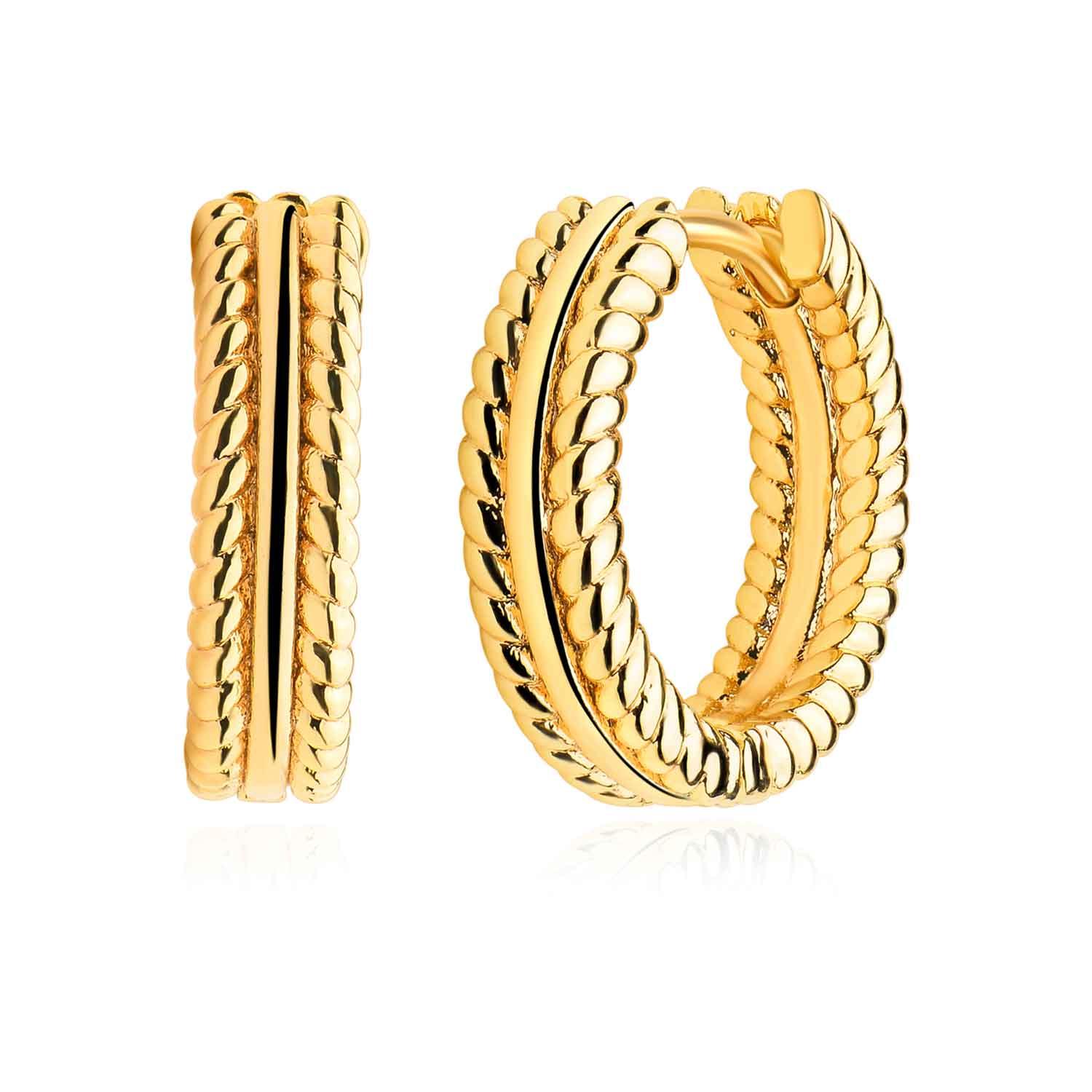 Twisted Band Huggie Hoop Earrings