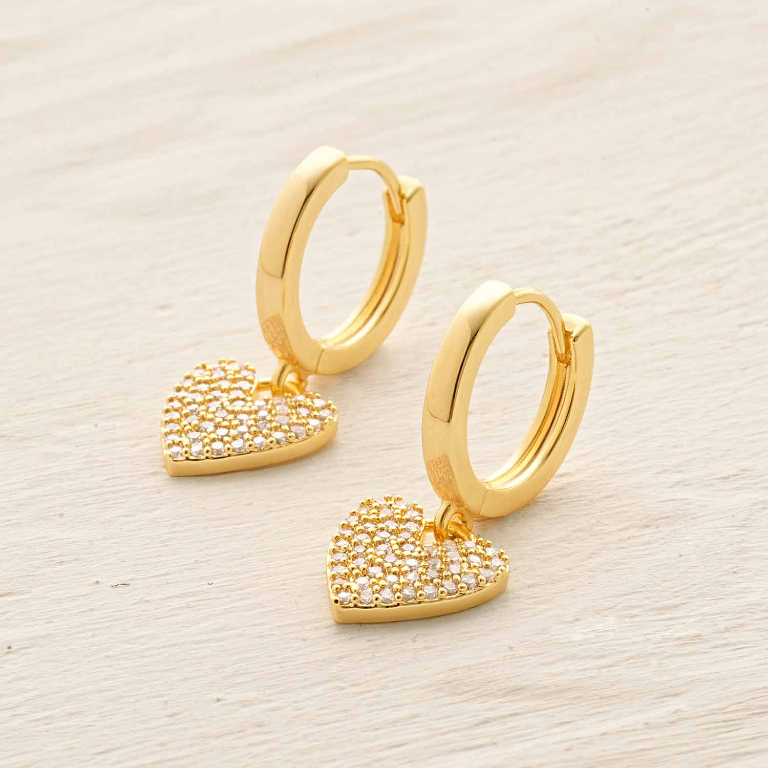 Heart Huggie Hoop Earrings Dangle