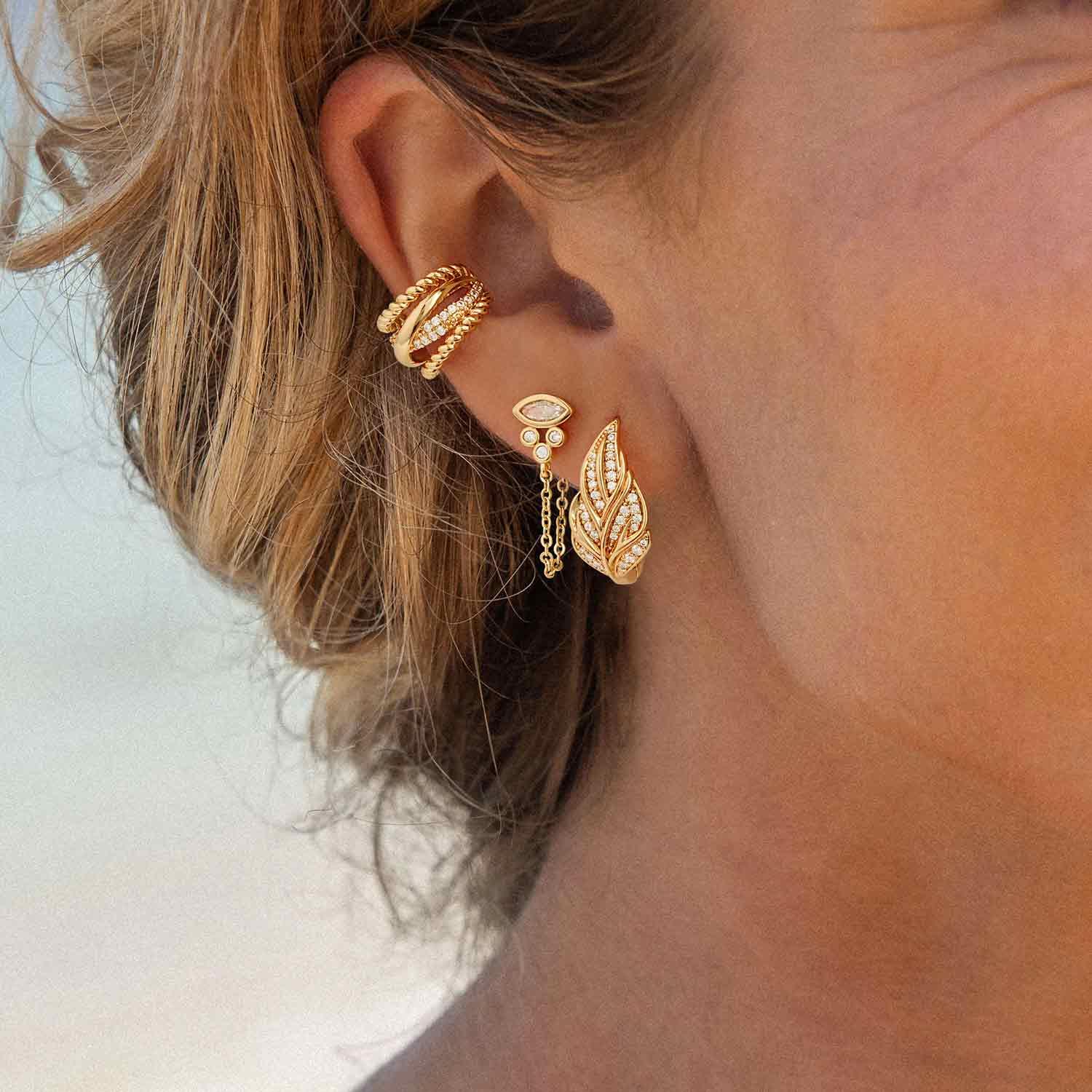 Evil Eye Dangle Stud Earrings