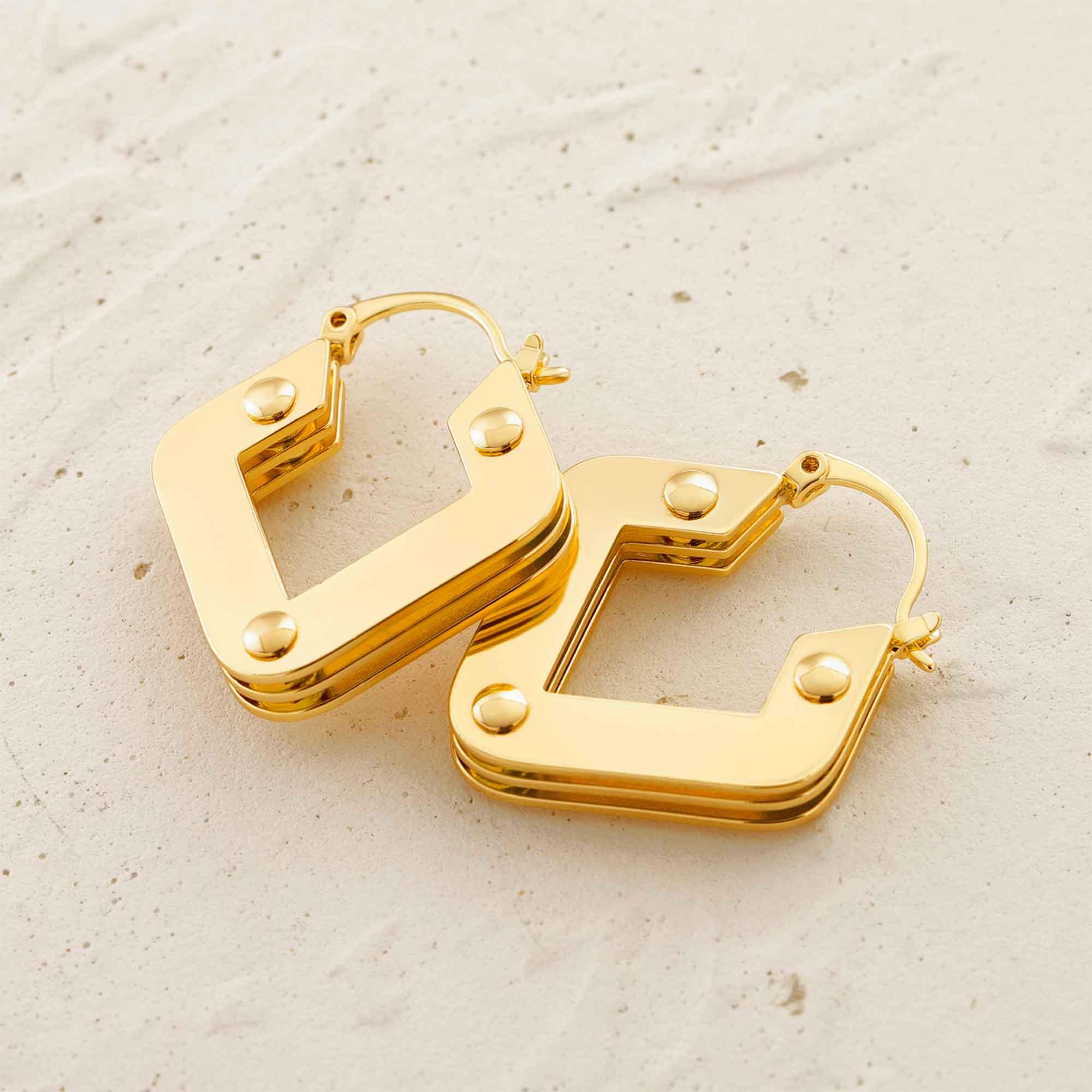 Gold Geometric Hoop Earrings