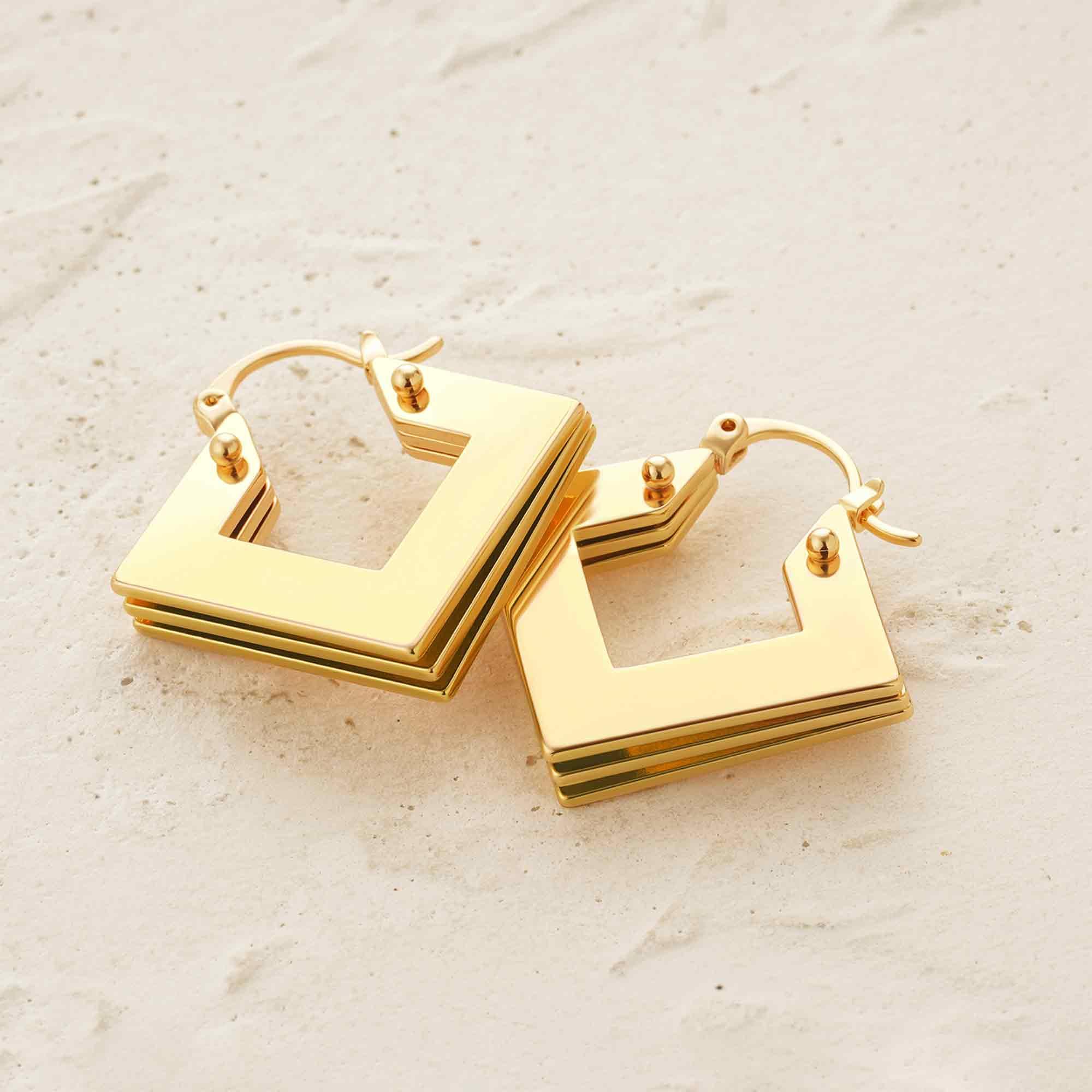 Gold Geometric Hoop Earrings