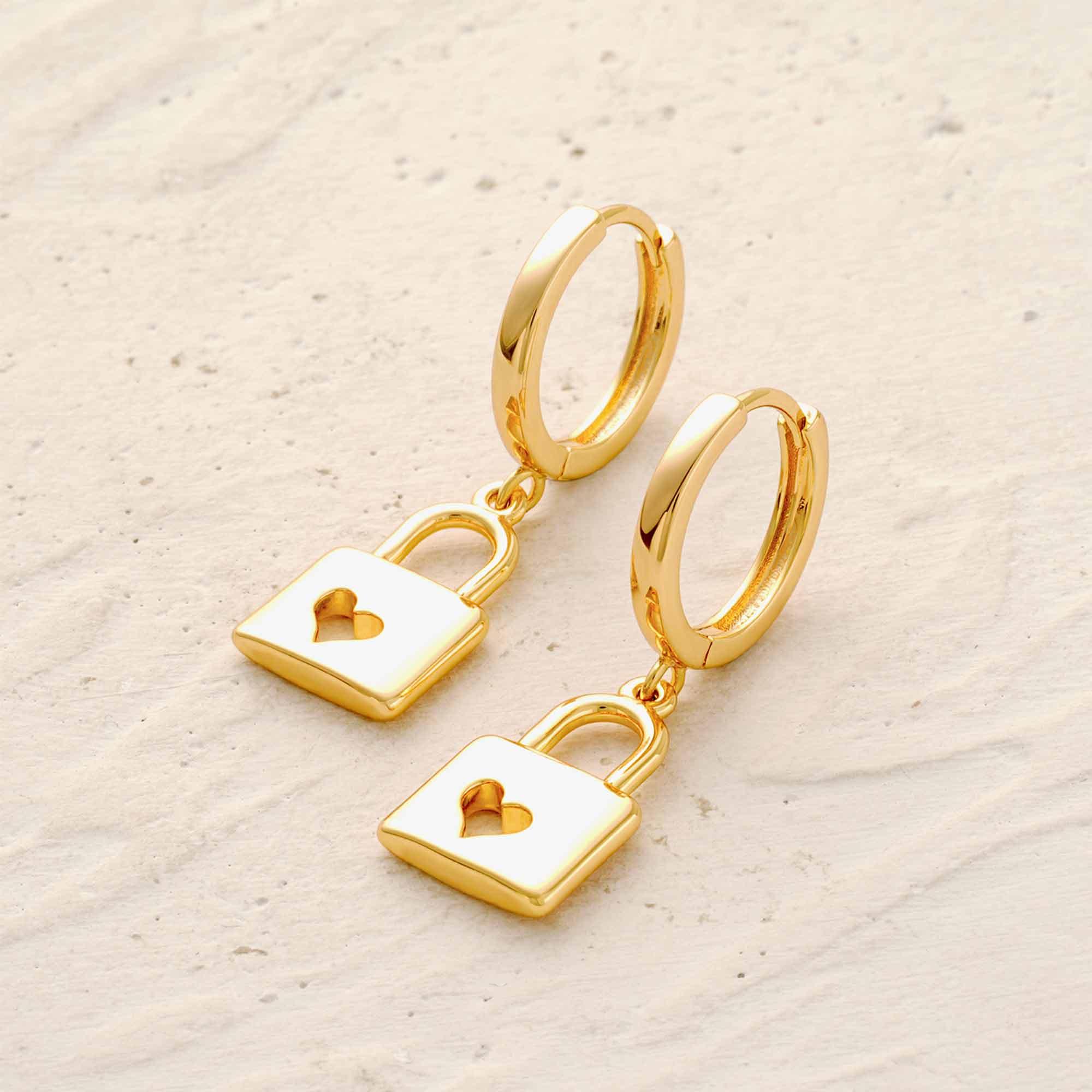 Heart Padlock Drop Earrings