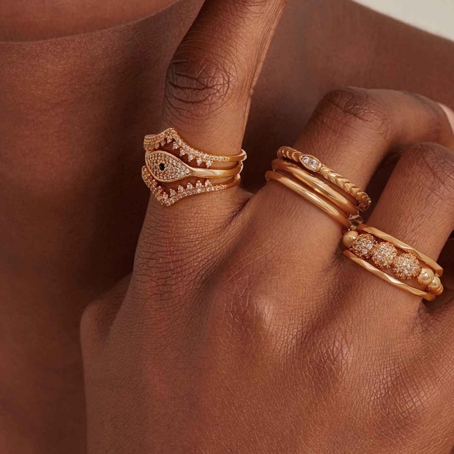 MYEARS gold CZ olive branch leaf ring styled for everyday wear, gift for women