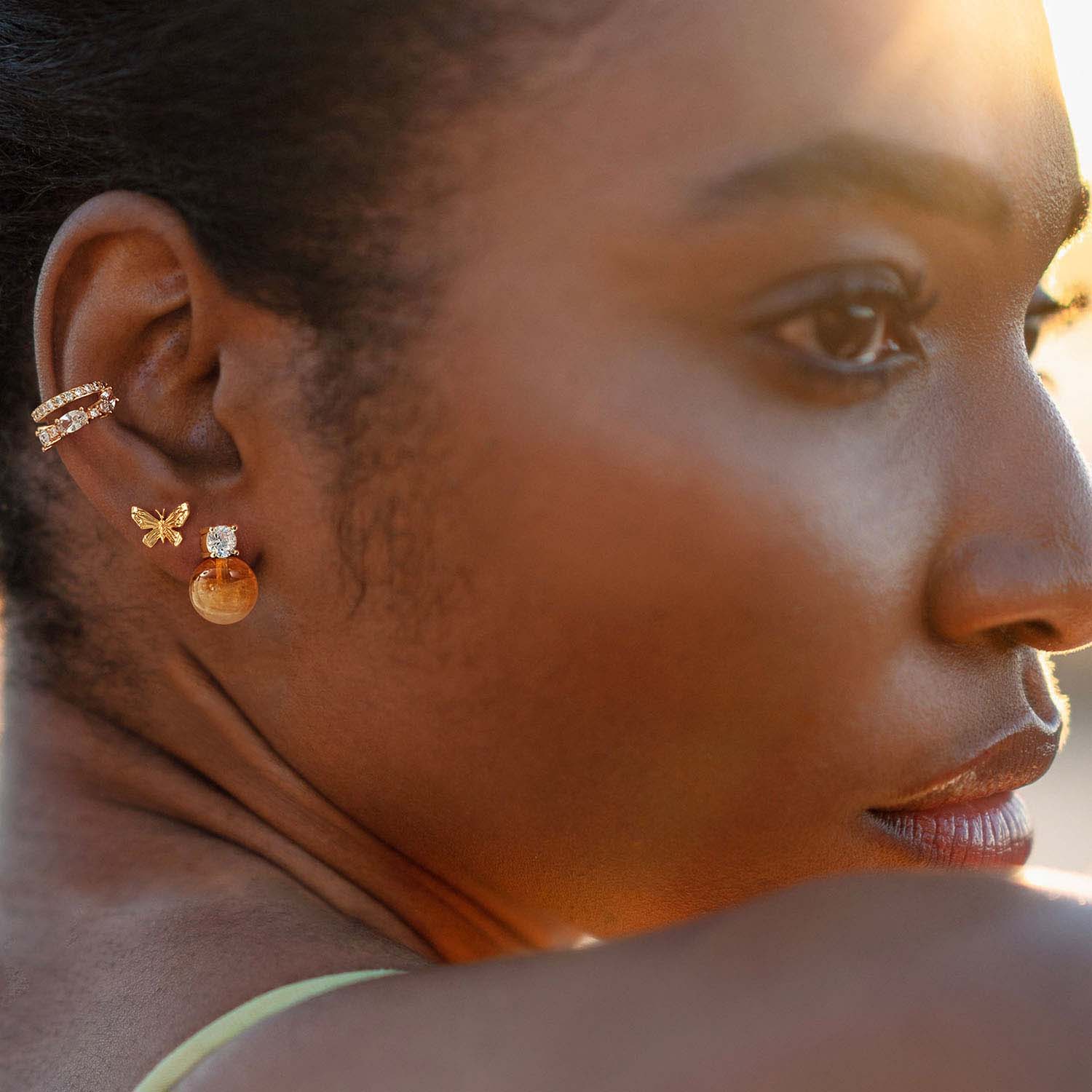 Gold Bead Ball Stud Earrings