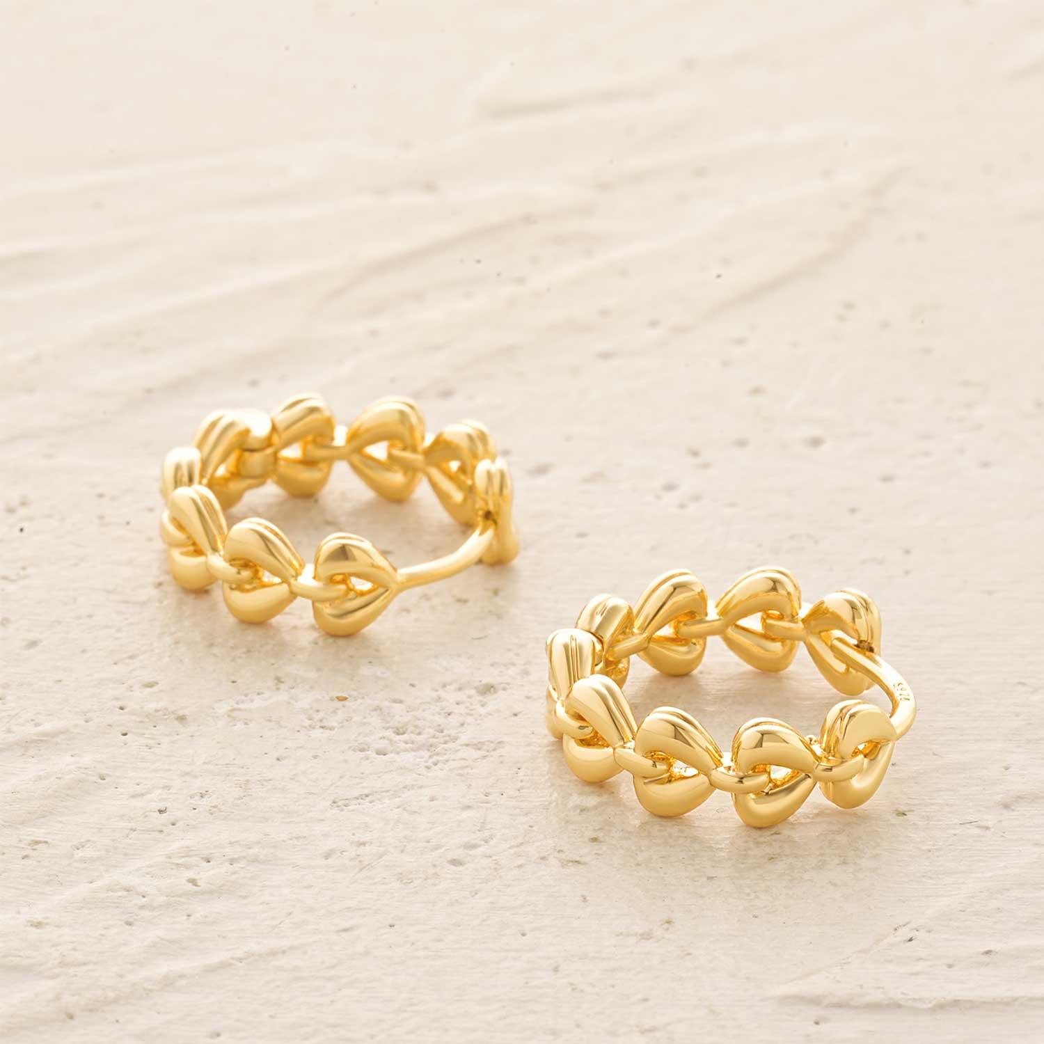 Heart Link Chain Hoop Earrings