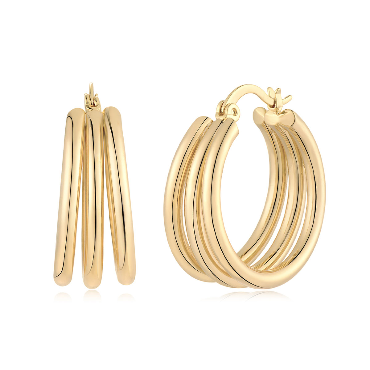 MYEARS® Triple Hoops Earrings in gold for women, featuring a layered triple hoop design ideal for everyday wear