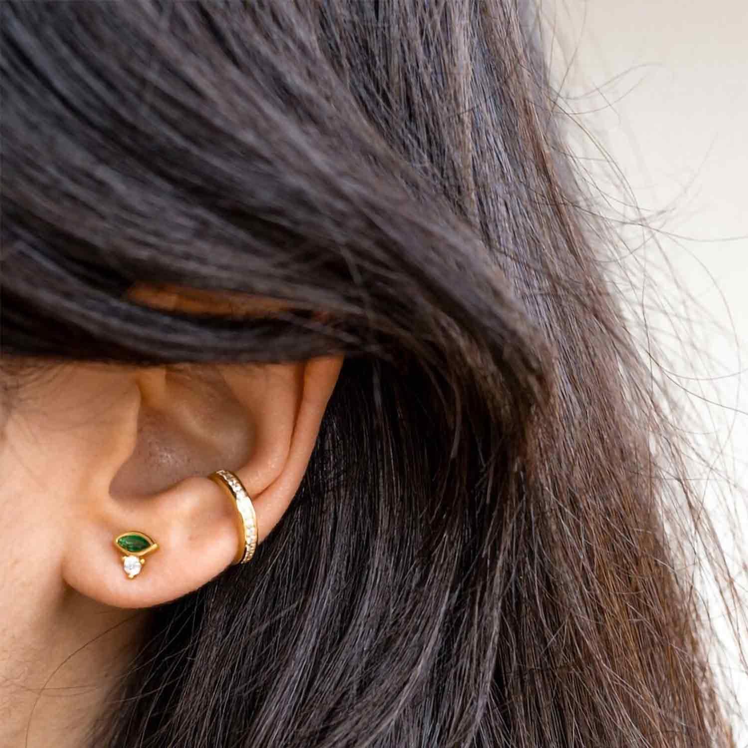 Emerald Evil Eye Stud Earrings