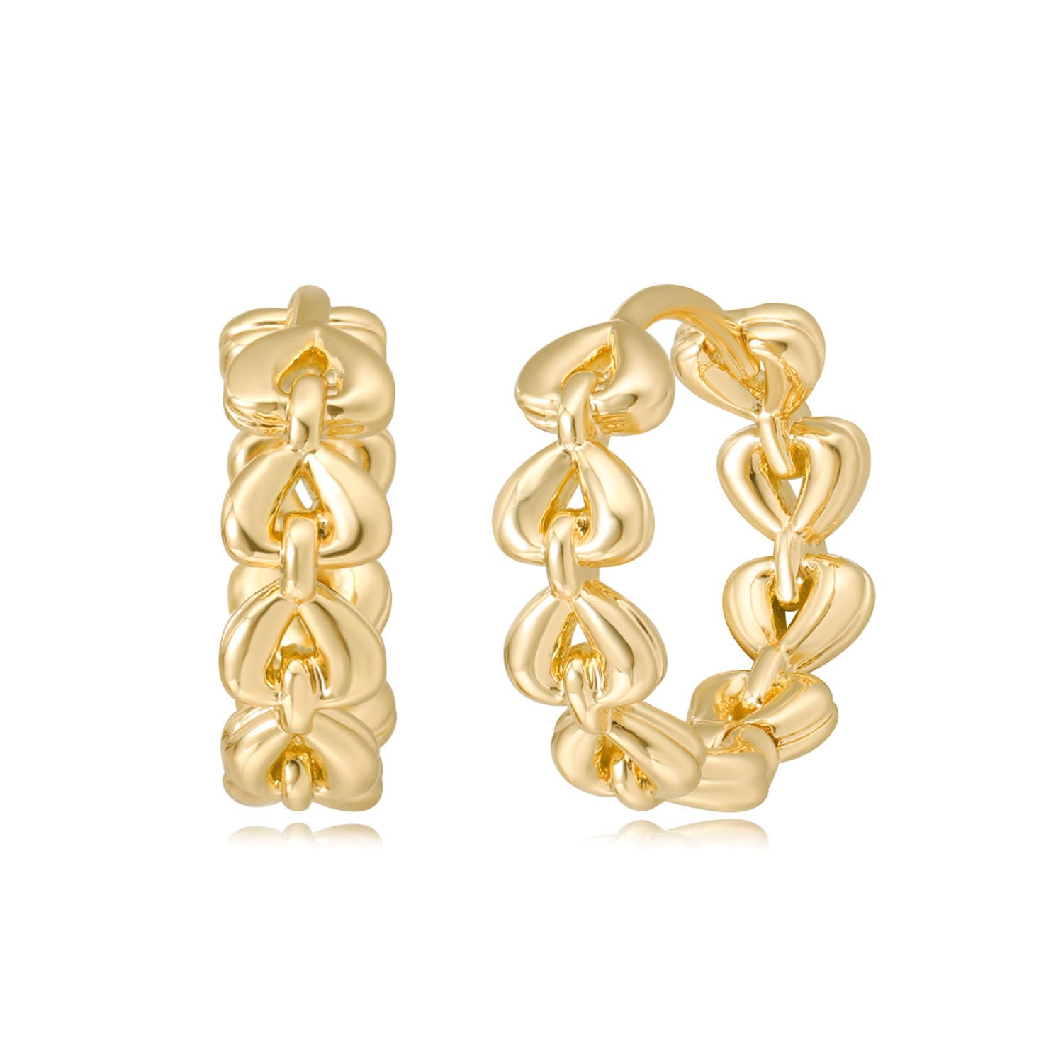 14K Gold Heart Link Hoop Earrings for Women | MYEARS