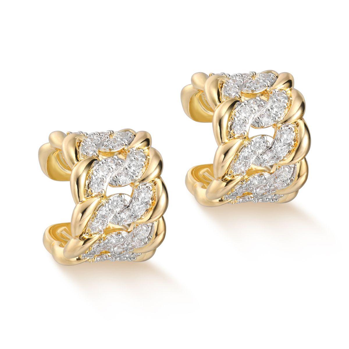 MYEARS® Chain Pave Wide Ear Cuffs for women in gold, elegant and bold design perfect for everyday wear or as a stylish gift