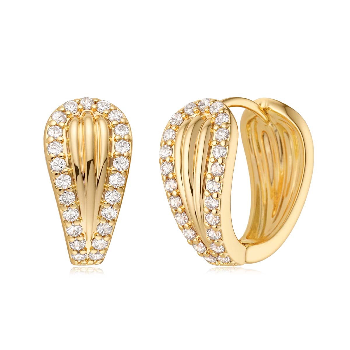 MYEARS® Gold Mermaid Tail Huggie Hoop Earrings for women, inspired by a mermaid tail design with cubic zirconia, ideal for everyday wear