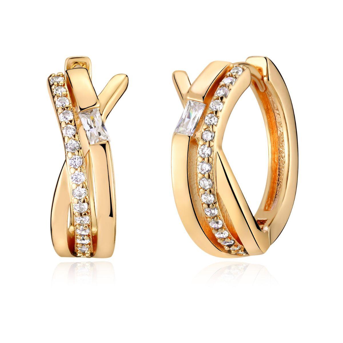 MYEARS® CZ Split Crossover Huggie Hoop Earrings in gold for women, elegant and versatile hoops ideal for everyday wear or as a thoughtful gift