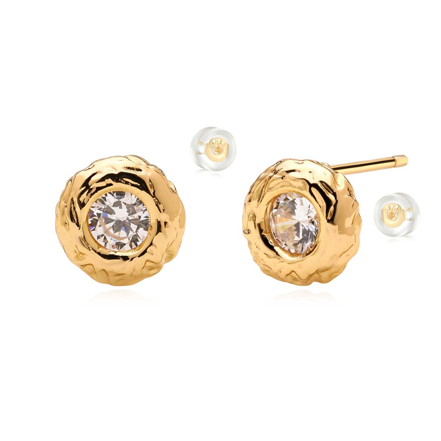 MYEARS® Donut Fairy Stud Earrings for women, gold finish, charming and playful design, perfect gift and everyday wear jewelry