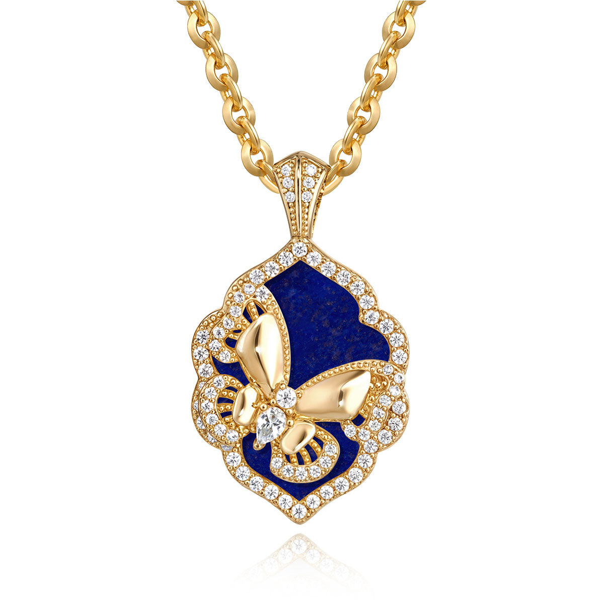 MYEARS® lapis lazuli butterfly pendant necklace for women, elegant gold jewelry gift with delicate gold chain and colorful gemstone charm, perfect for everyday wear.