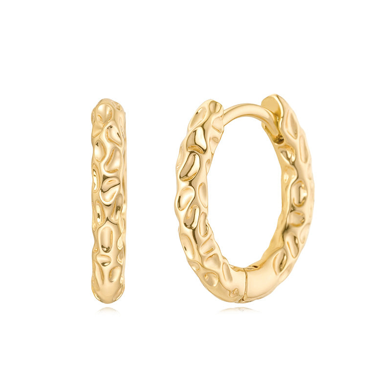 MYEARS® gold hammered hoop earrings for women, featuring a textured finish designed for everyday wear or as a timeless gift