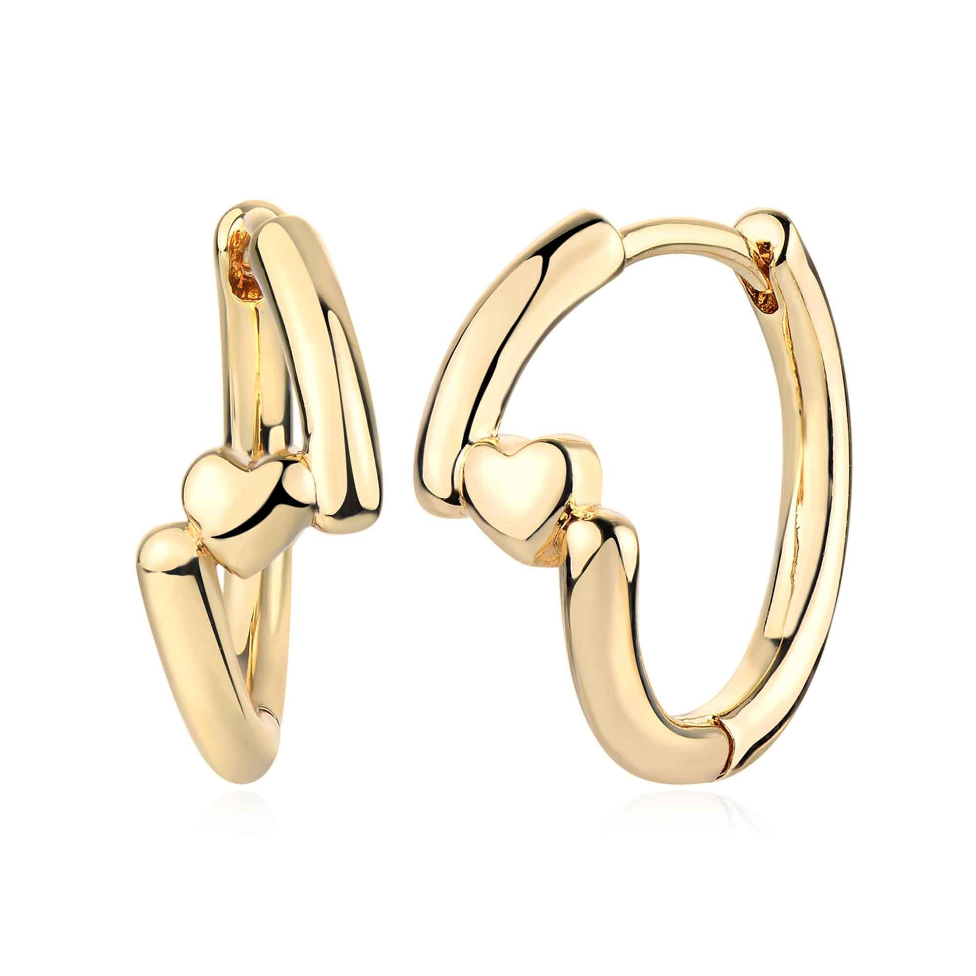 MYEARS Heart Hinged Huggie Hoop Earrings in gold for women, designed for everyday wear and gifting