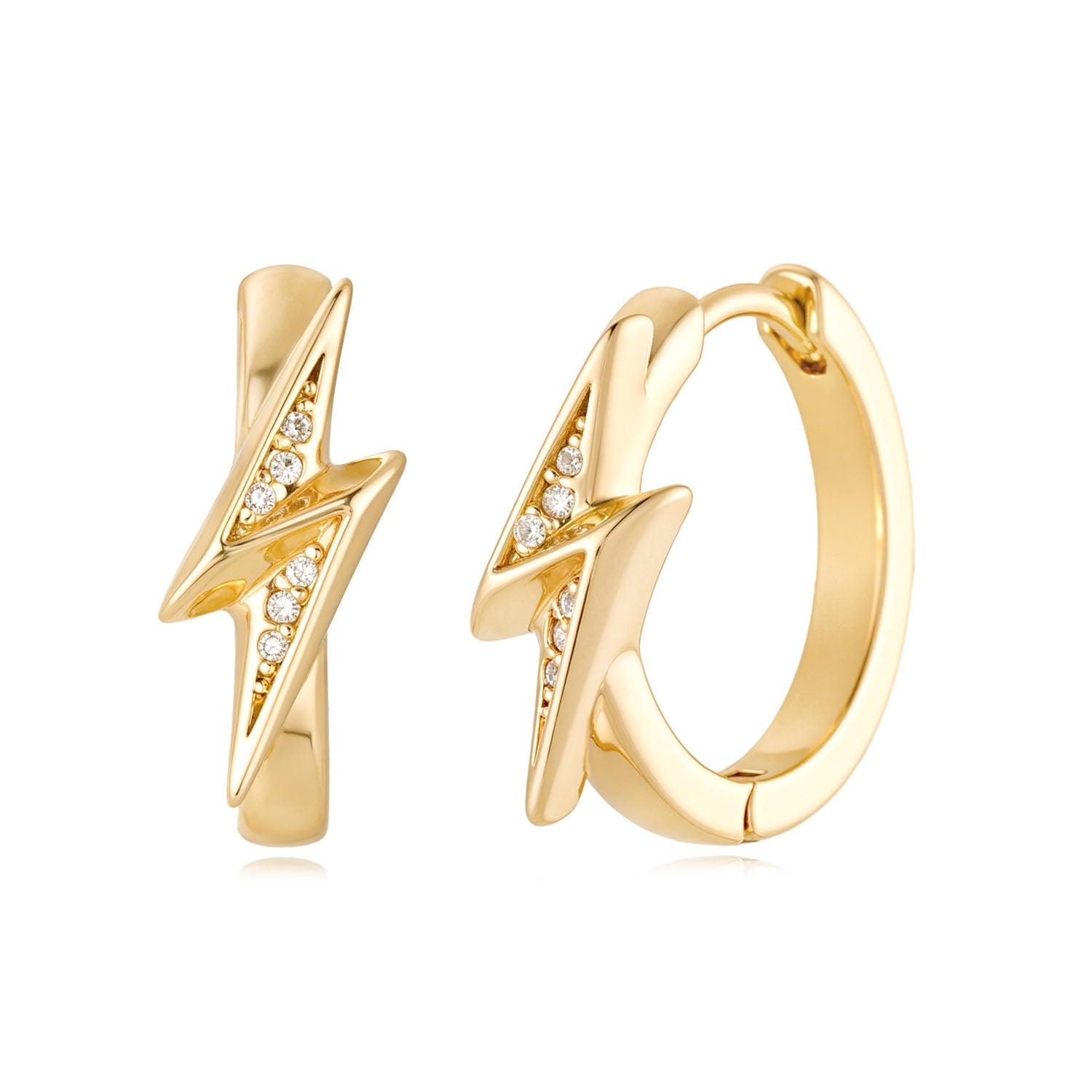 MYEARS® Lightning Bolt Hoop Earrings in gold for women, bold and stylish hoops perfect for everyday wear or as a thoughtful gift