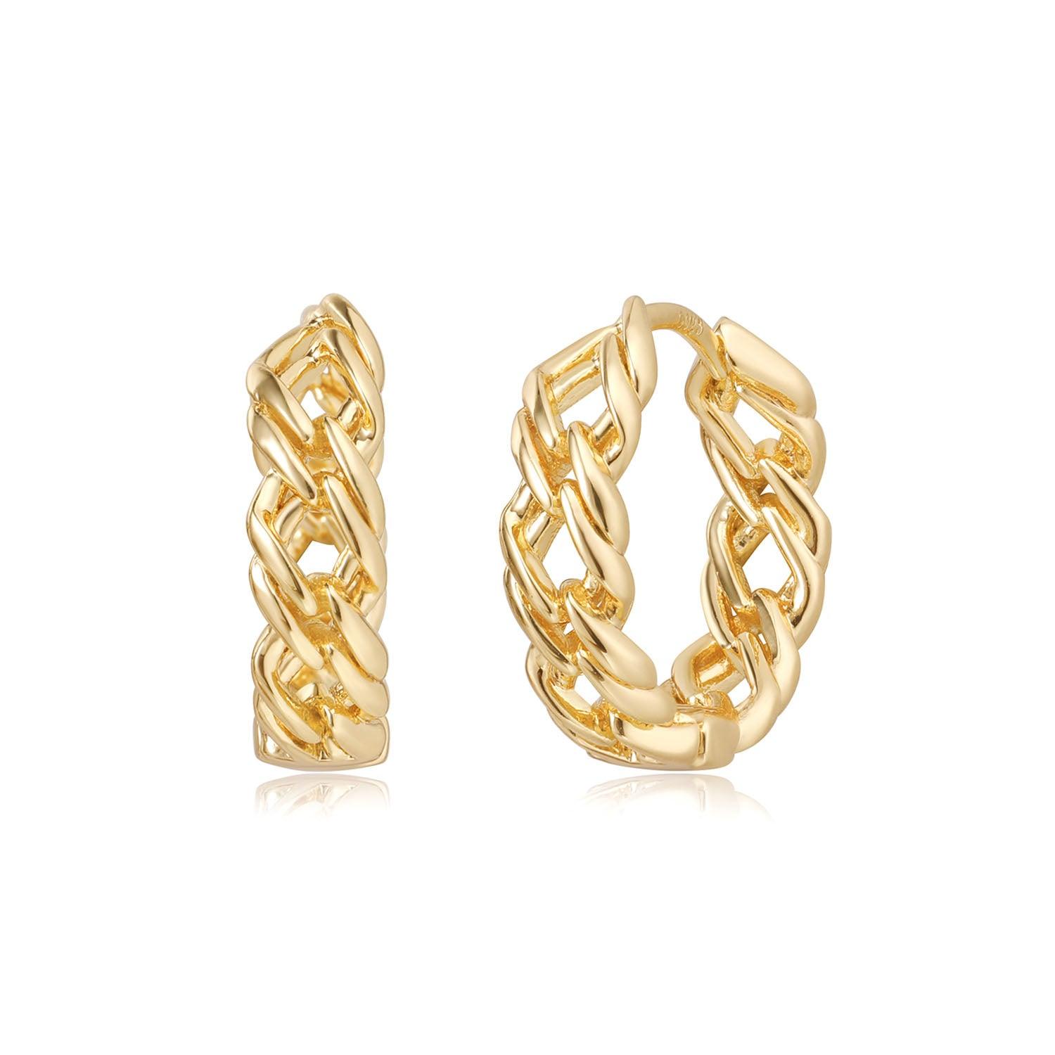 MYEARS® Link Huggie Hoop Earrings in gold for women, modern chain link huggie hoops designed for everyday wear or as a thoughtful gift