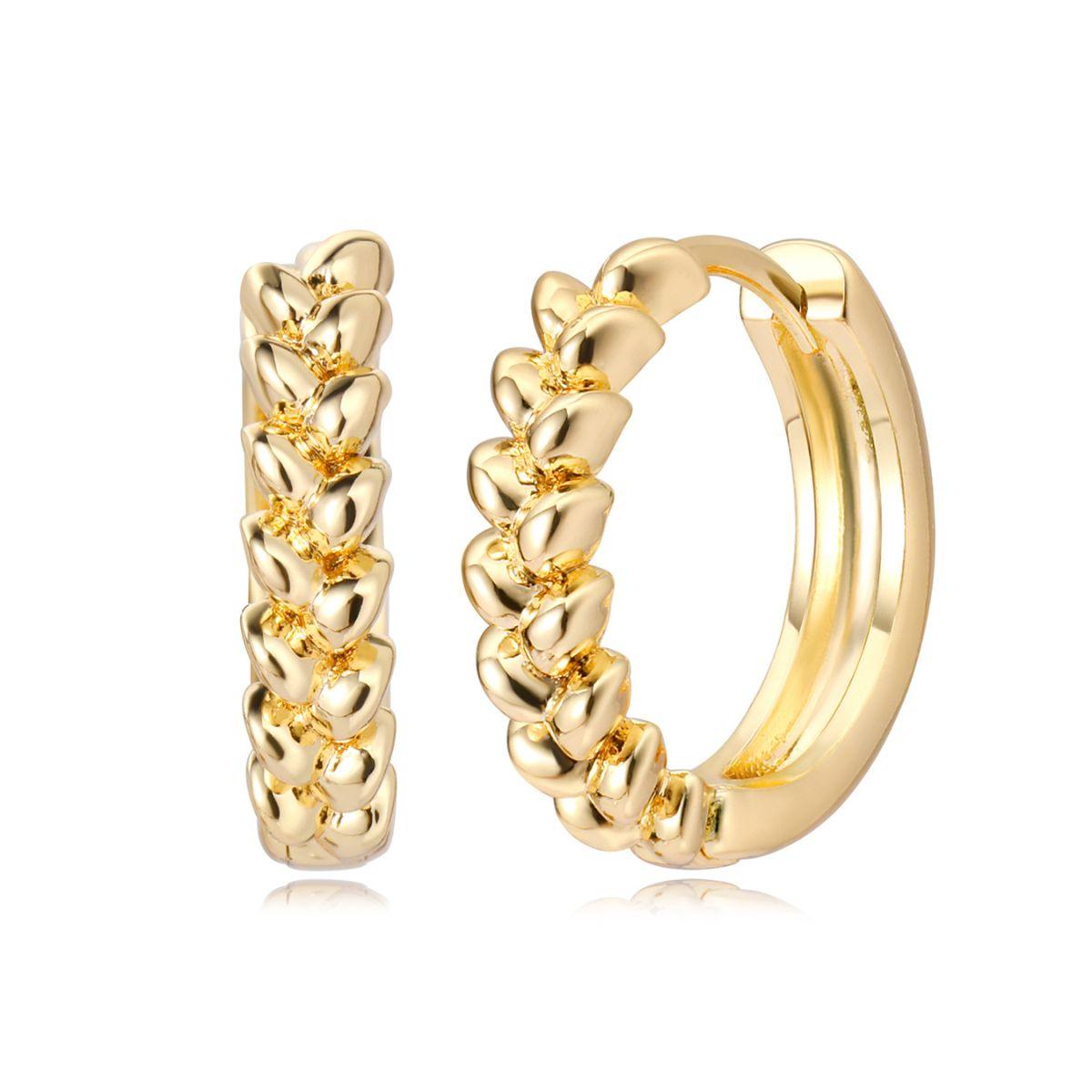 MYEARS gold olive leaf hoop earrings for women, elegant gift for everyday wear