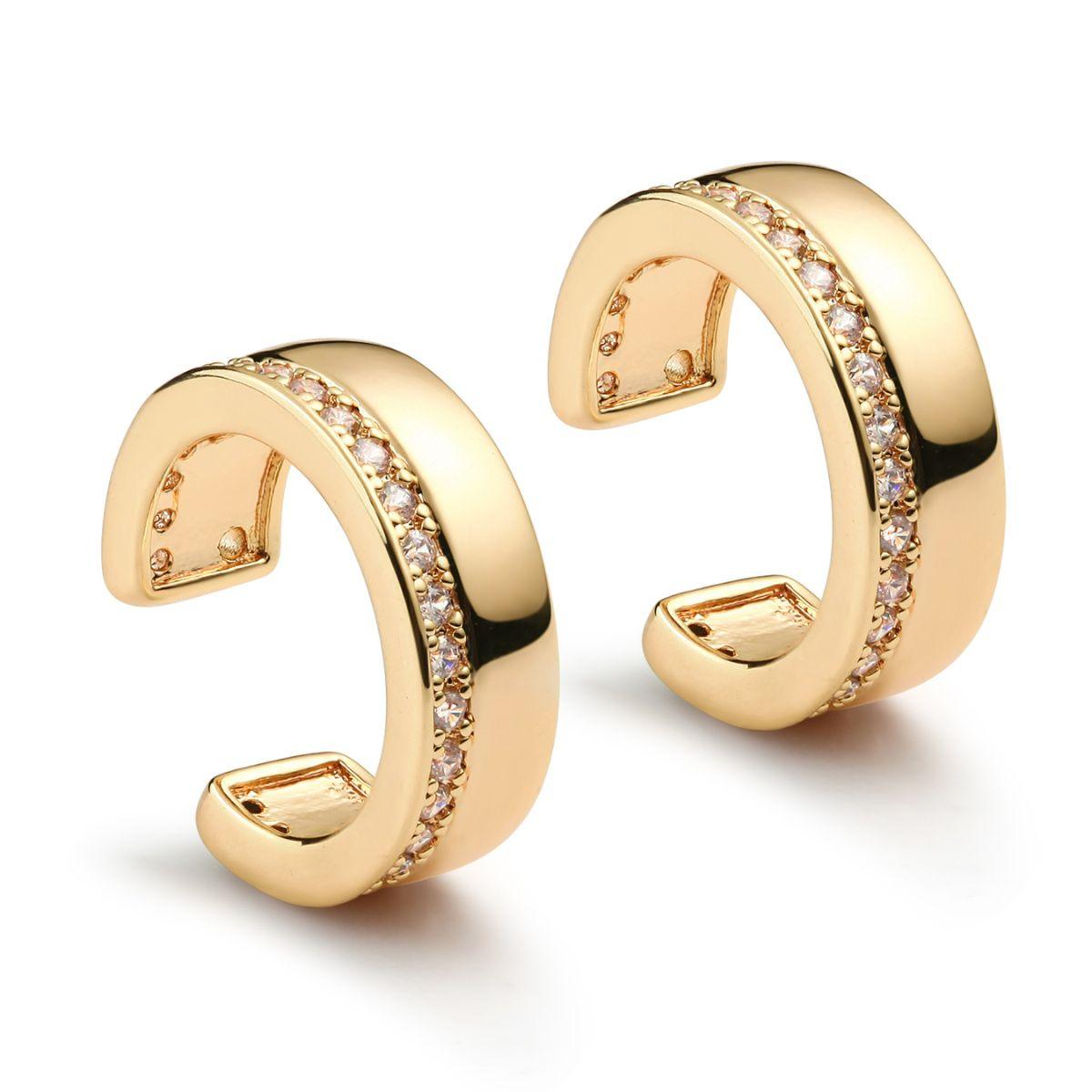 MYEARS® gold polished pavé ear cuffs for women, featuring a smooth gold finish and subtle pavé sparkle for everyday wear or gifting