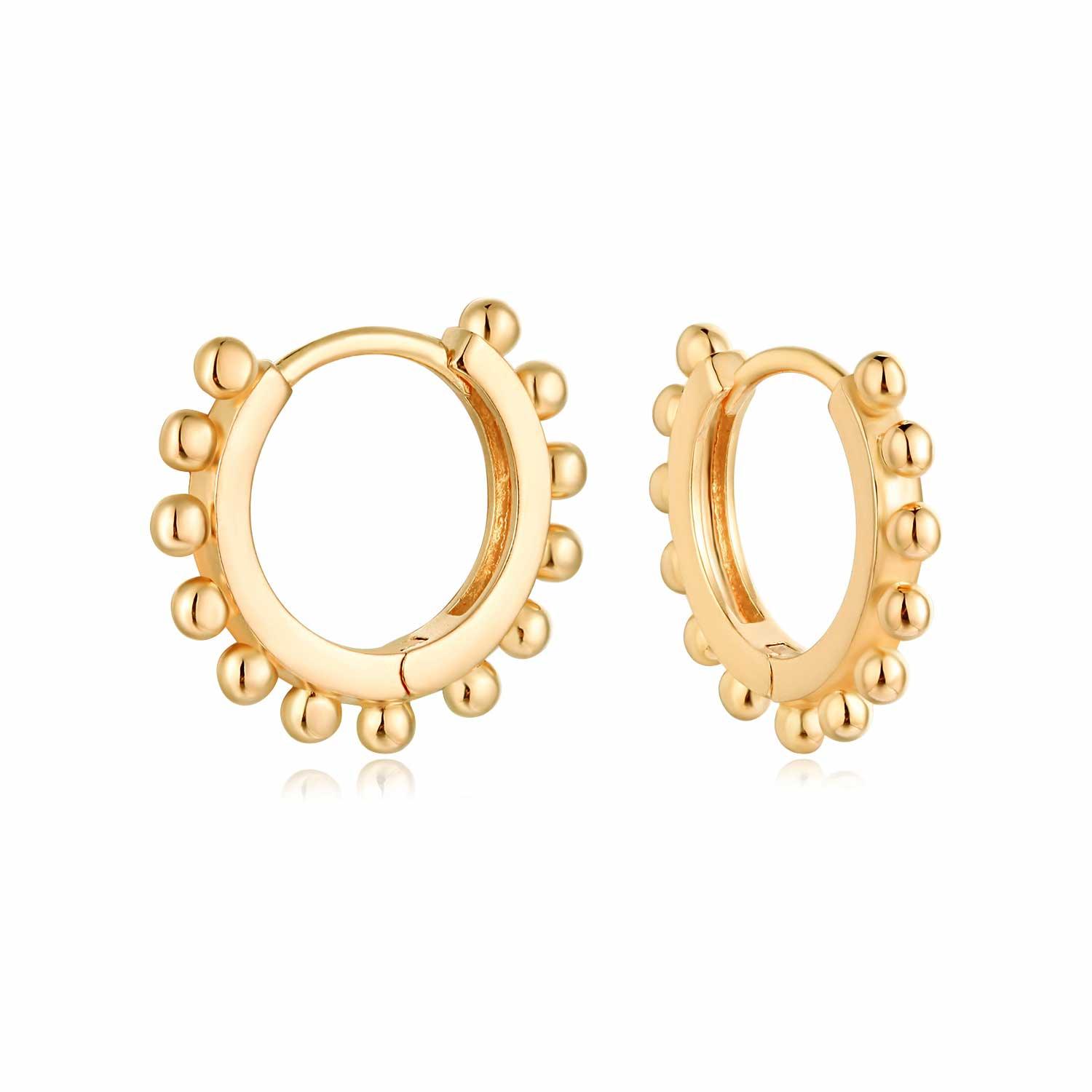 MYEARS® Gold Round Beaded Hoop Earrings, elegant hoop earrings for women, perfect for everyday wear and gifting
