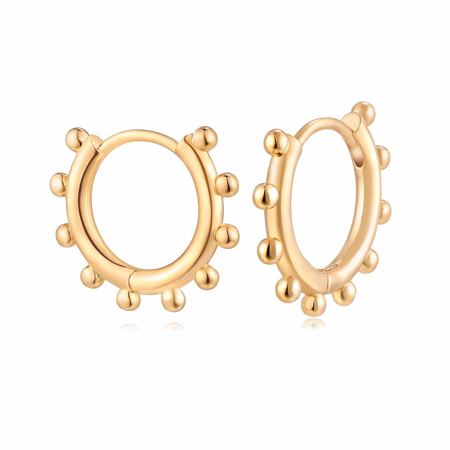 MYEARS® Gold Sun Beaded Huggie Hoop Earrings, stylish hoop earrings for women, perfect for everyday wear and gifting