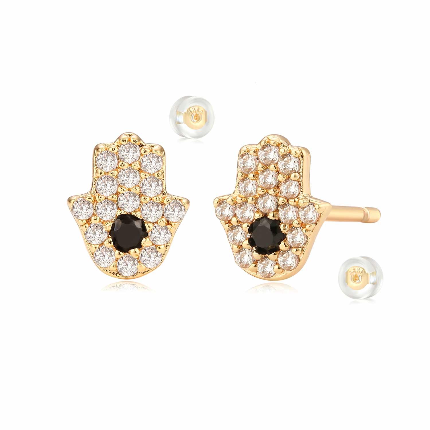 MYEARS® Hamsa Hand Stud Earrings for women, gold finish, perfect gift and elegant everyday wear jewelry