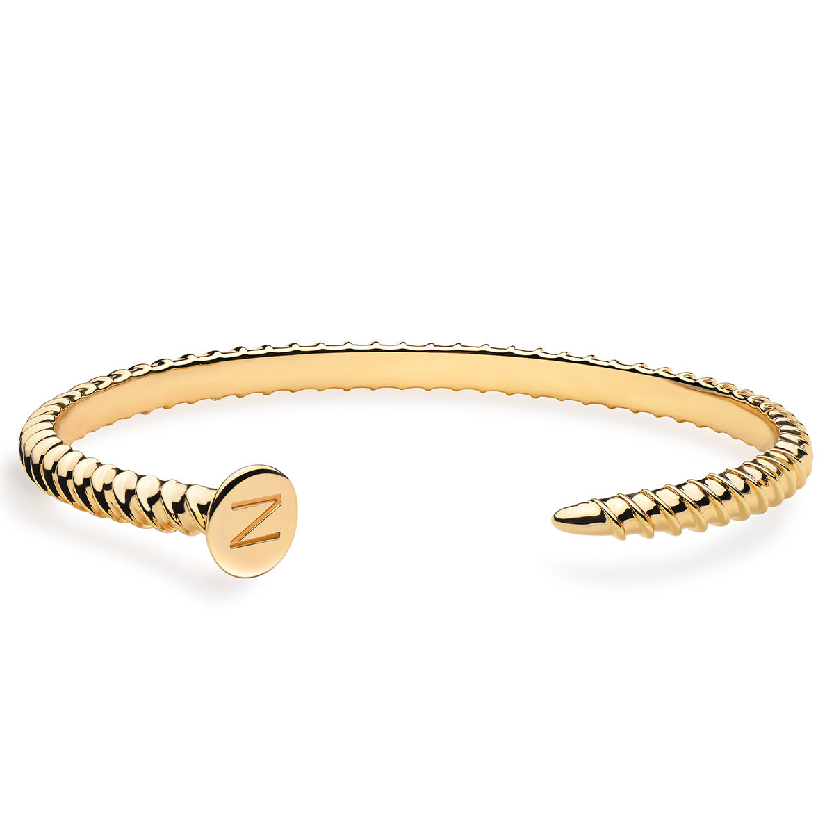 MYEARS® initial open cuff bracelet in gold for women, minimalist everyday wear and meaningful gift