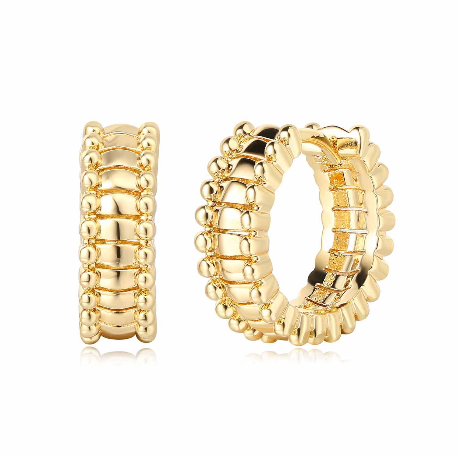 MYEARS® pumpkin beaded ribbed hoop earrings in gold for women