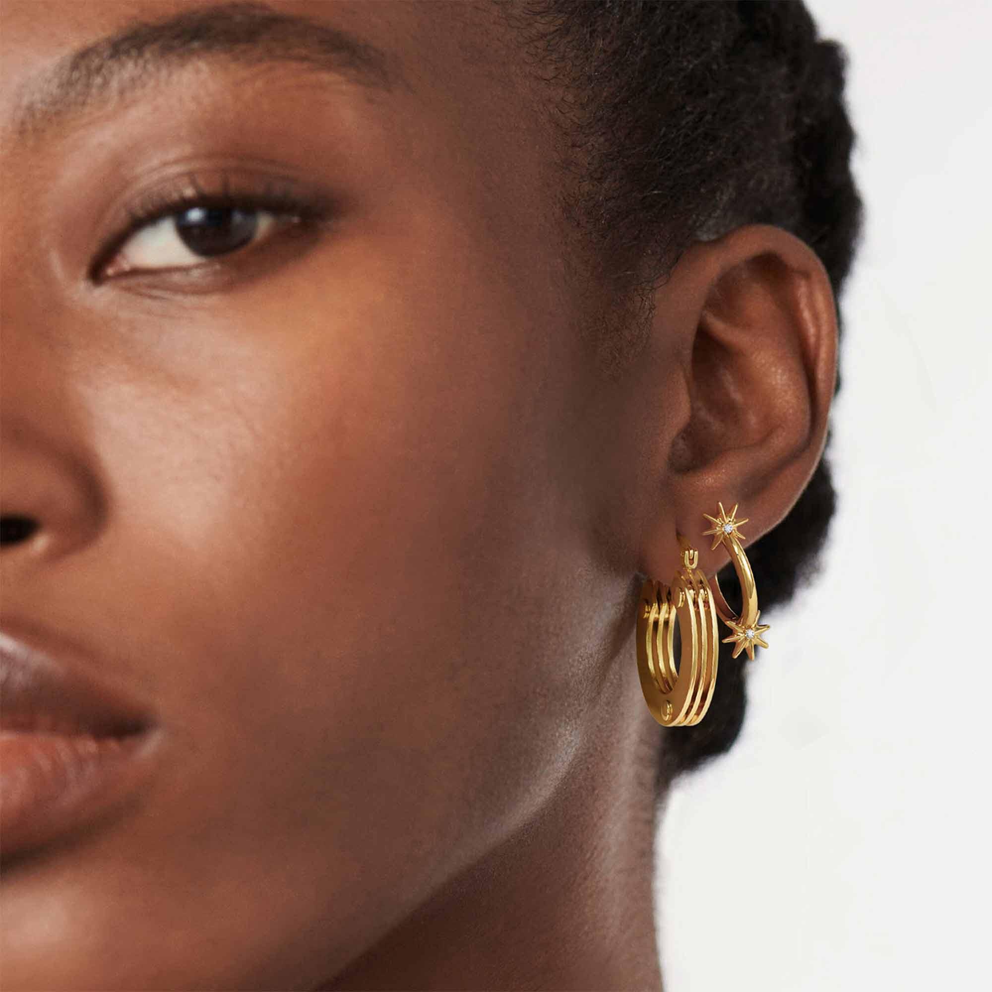 MYEARS Gold Round Hoop Earrings for Women on White Background – Elegant Jewelry for Everyday Wear