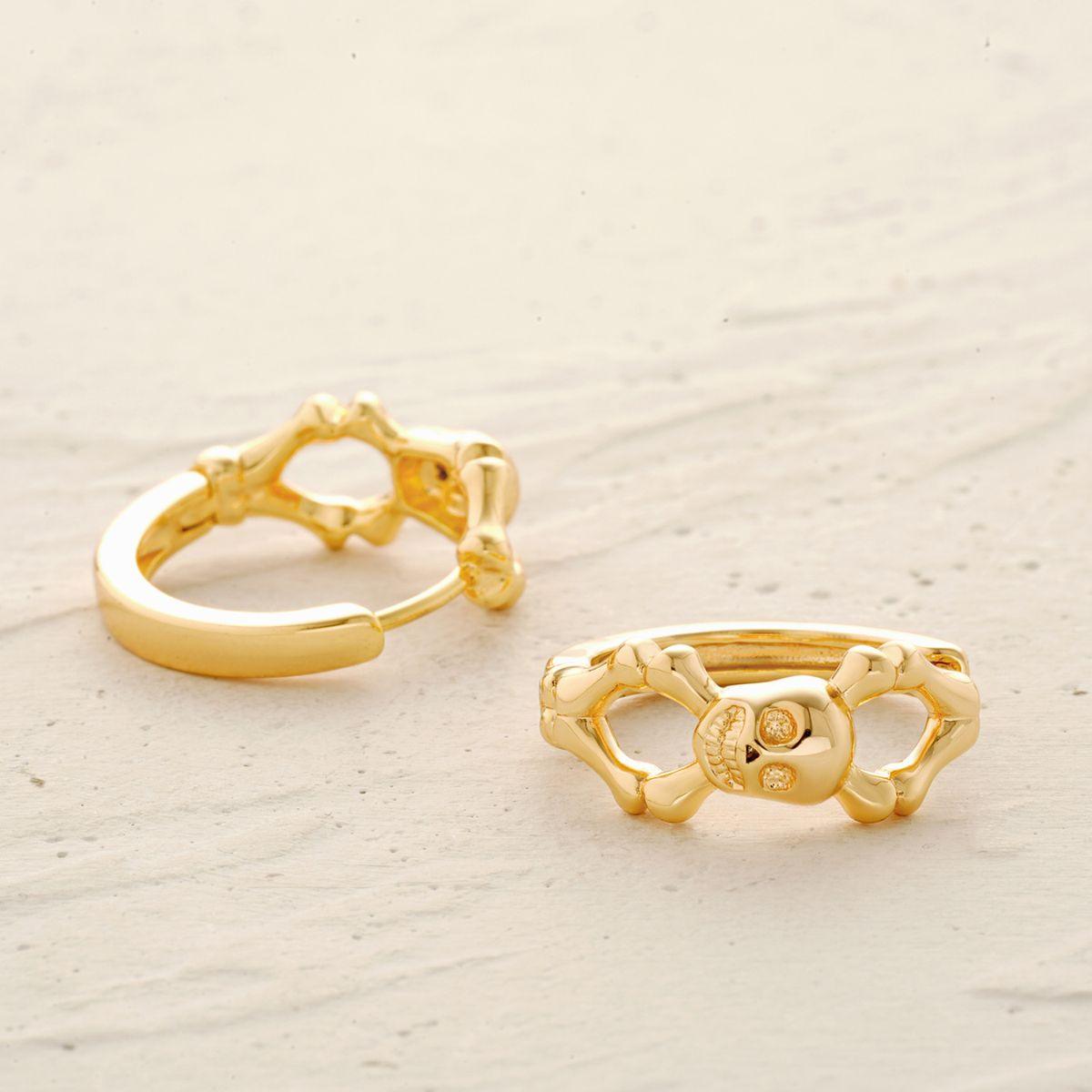 Skull detail gold hoop earrings for women design