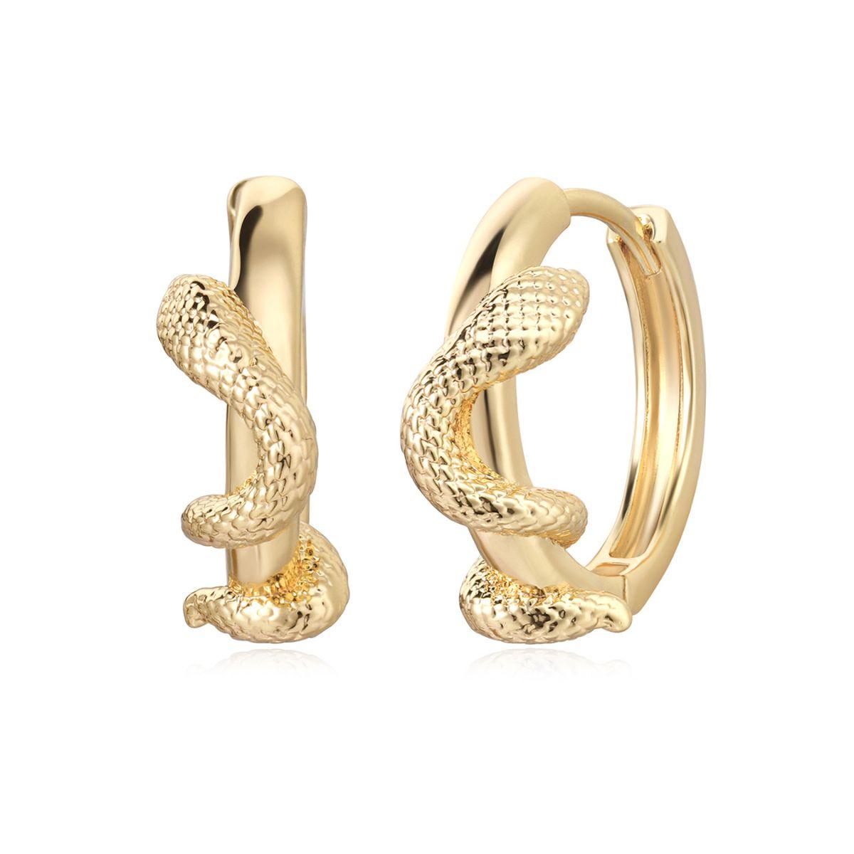 MYEARS® snake wrap huggie hoop earrings in gold with coiled serpent design