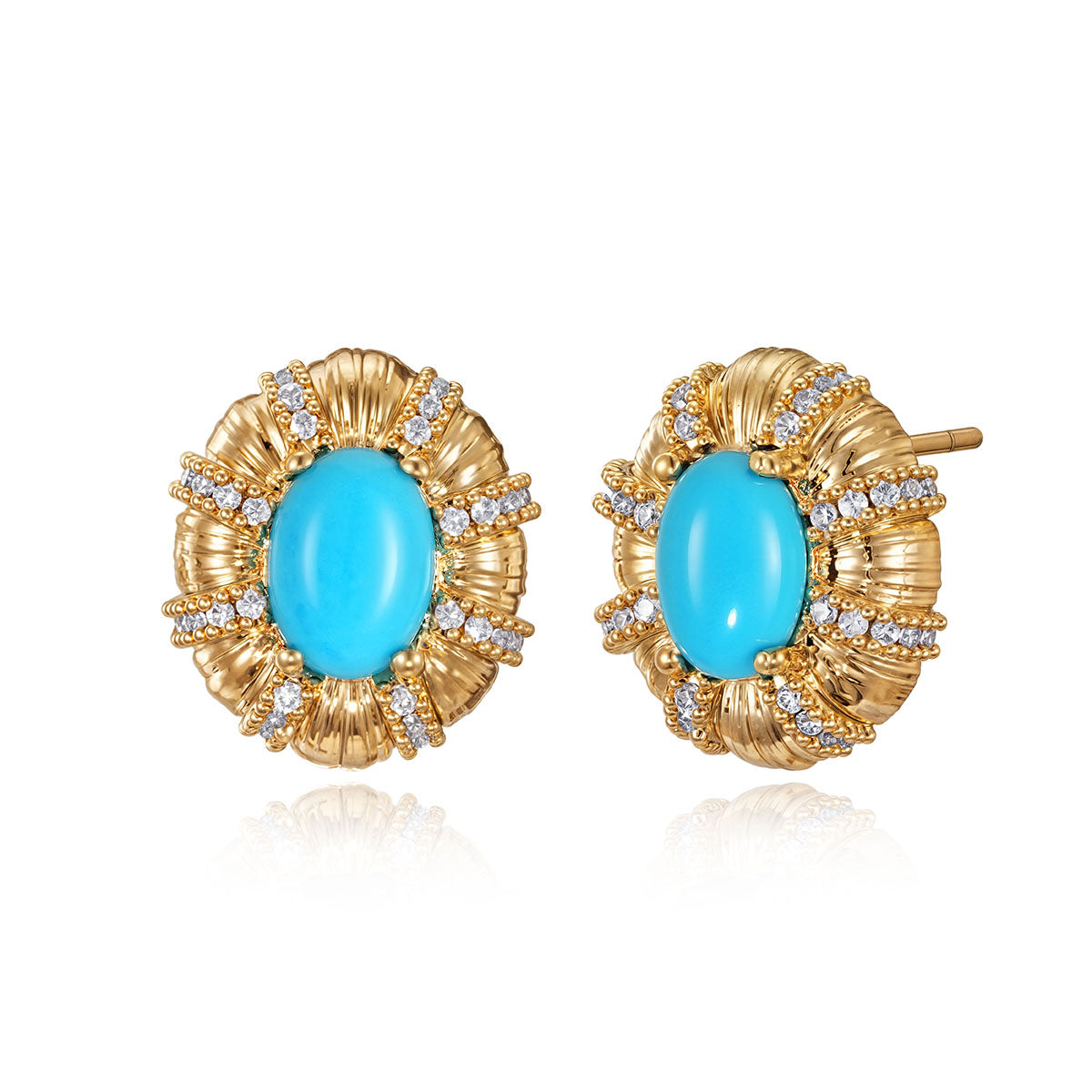 MYEARS® Turquoise Oval Stone Stud Earrings for women, featuring elegant gold setting with vibrant turquoise stones, perfect for everyday wear and gifting