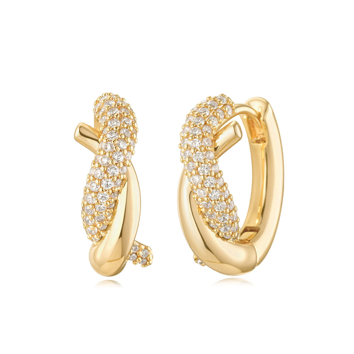 MYEARS® Twisted CZ Hoop Earrings in gold for women, featuring a twisted hoop design with sparkling cubic zirconia, ideal for everyday wear