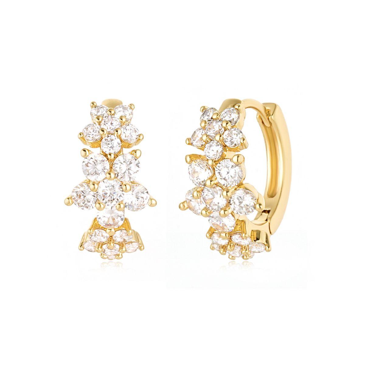 MYEARS gold cubic zirconia flower hoop earrings for women, everyday wear gift jewelry
