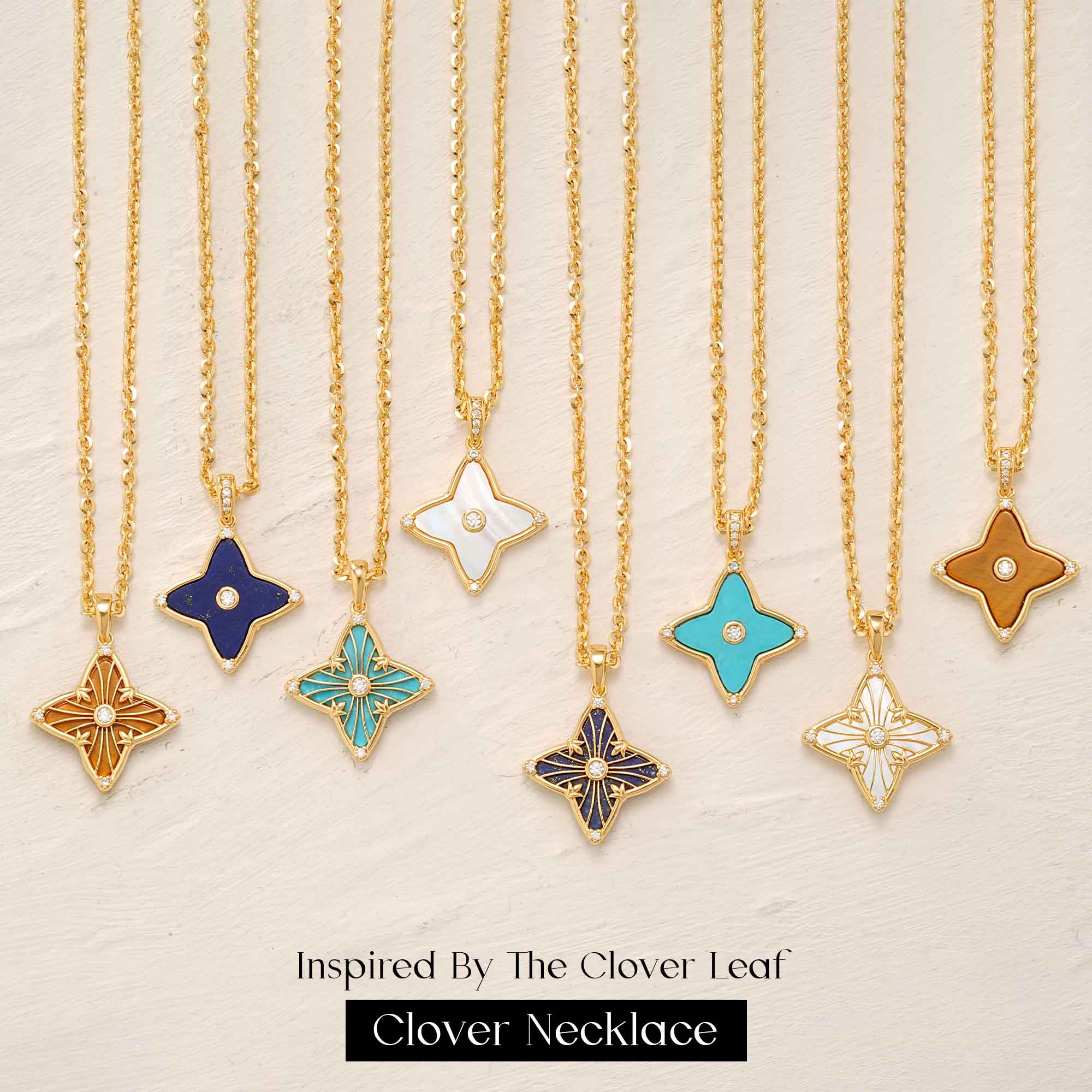 Model wearing MYEARS 4 Leaf Clover Pendant Necklace in gold, elegant and lucky design for women, perfect for everyday wear-2