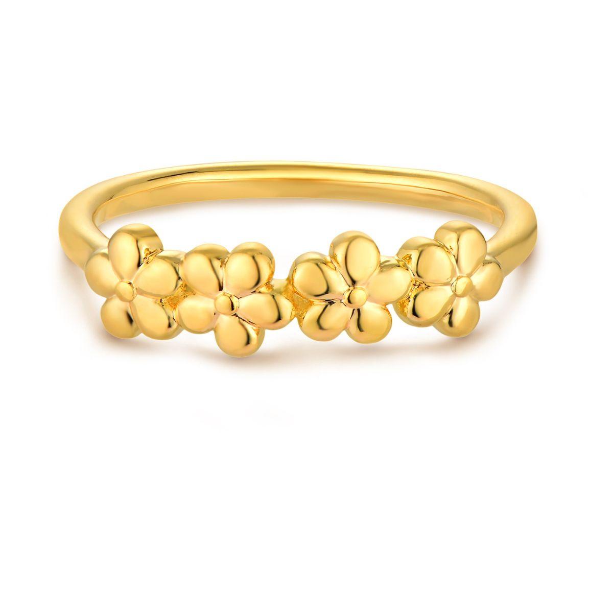 MYEARS thin gold flower ring for women, everyday wear gift jewelry