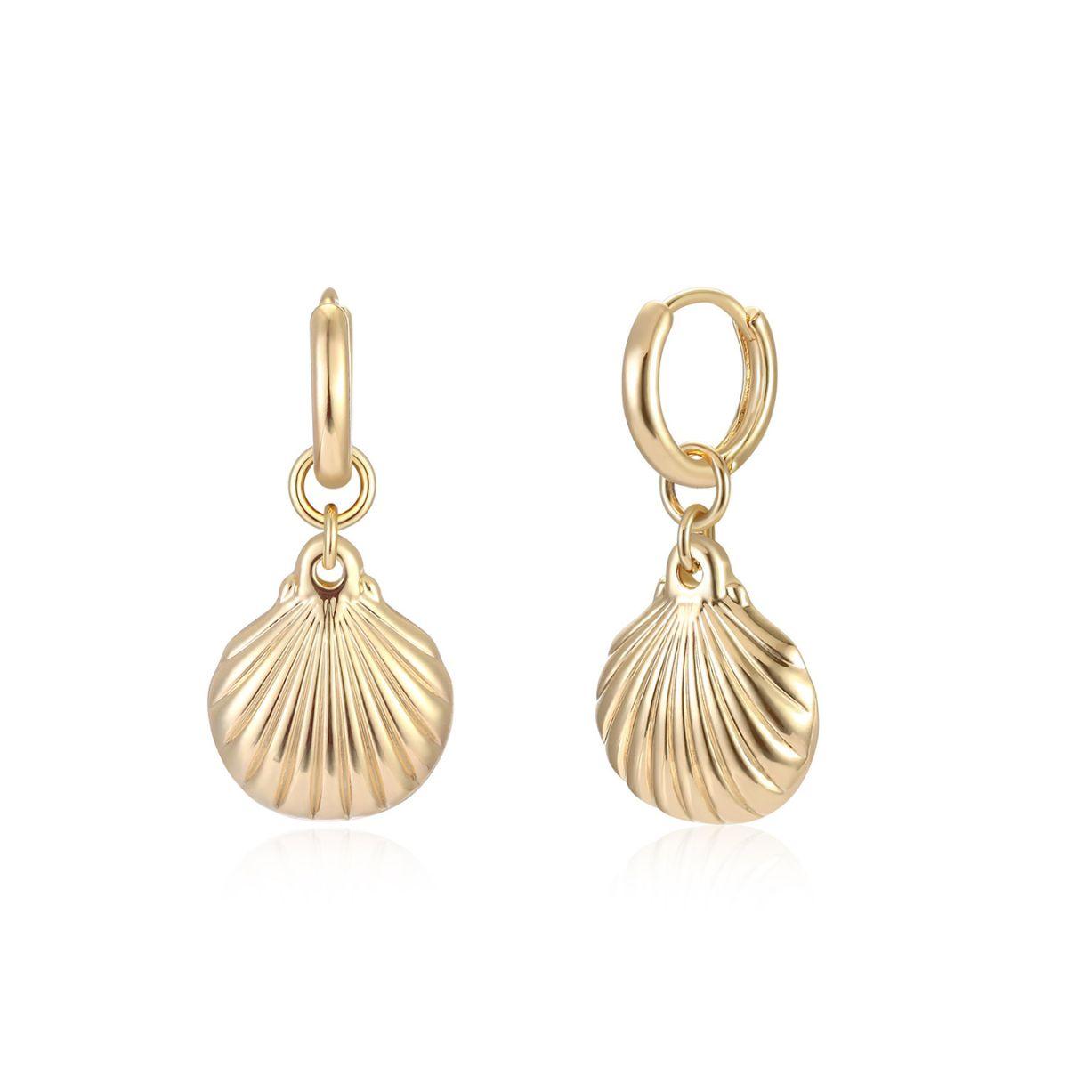 MYEARS® clam shell dangle huggie hoop earrings for women, elegant huggie hoop earrings with clam shell charm, perfect jewelry gift.