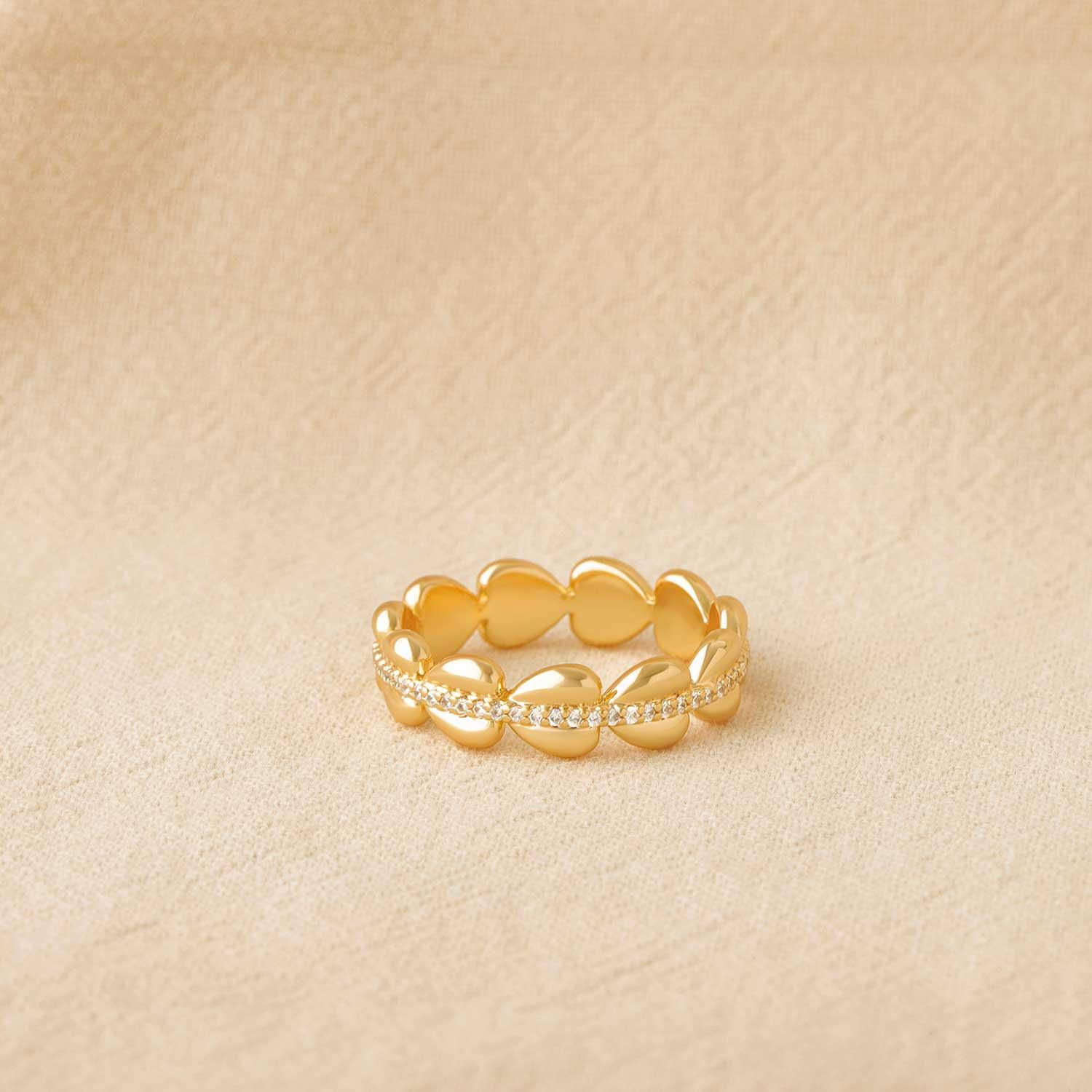 CZ Band Heart Stack Ring