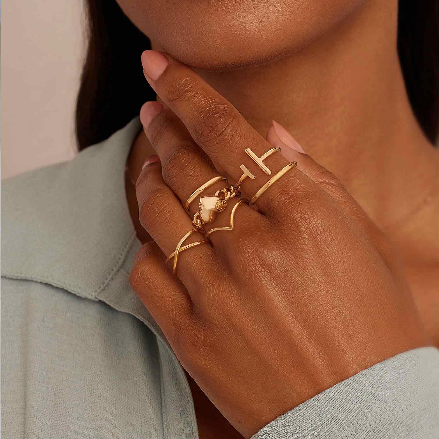 Asymmetrical Open T Bar Ring