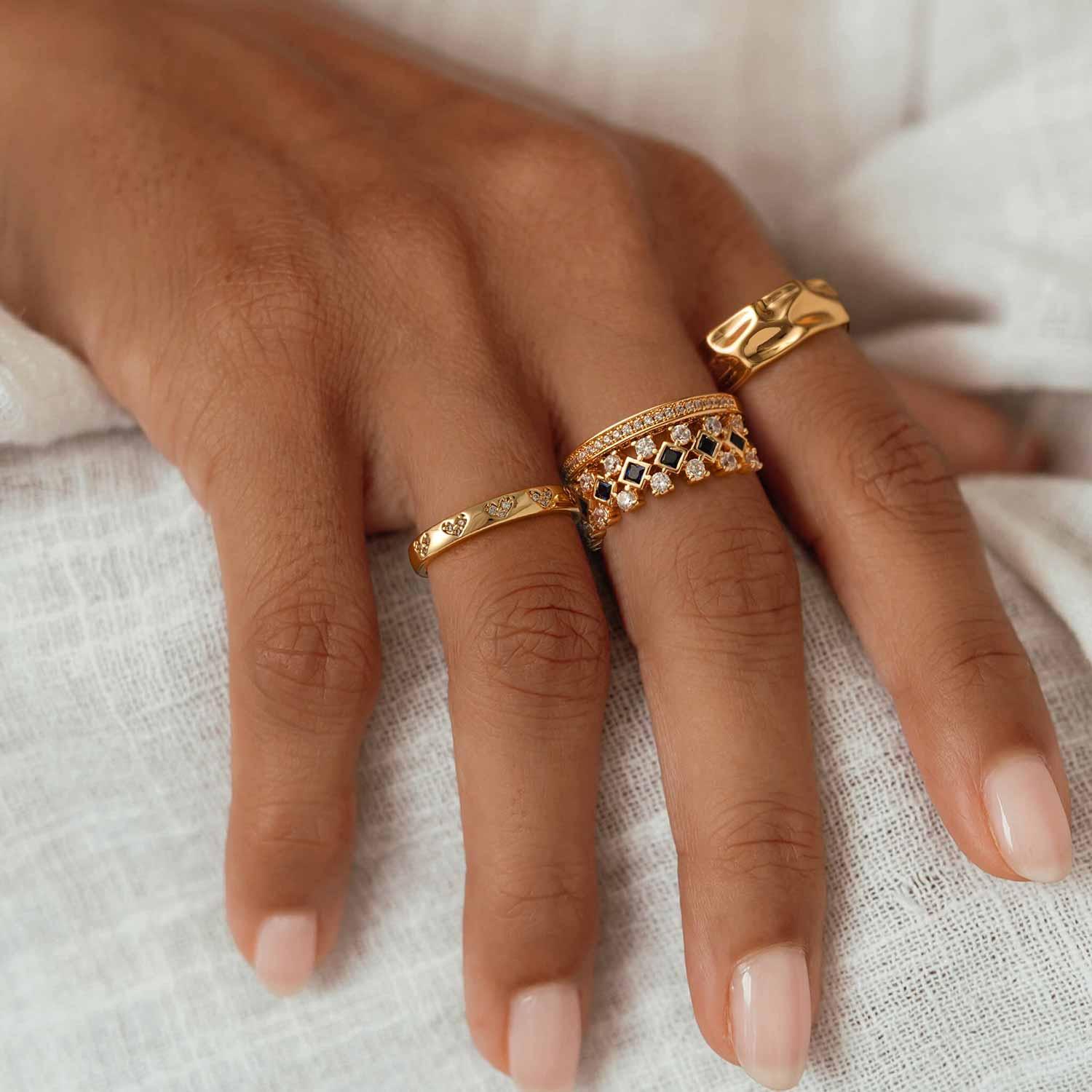 Beaded Cubic Zirconia Band Ring
